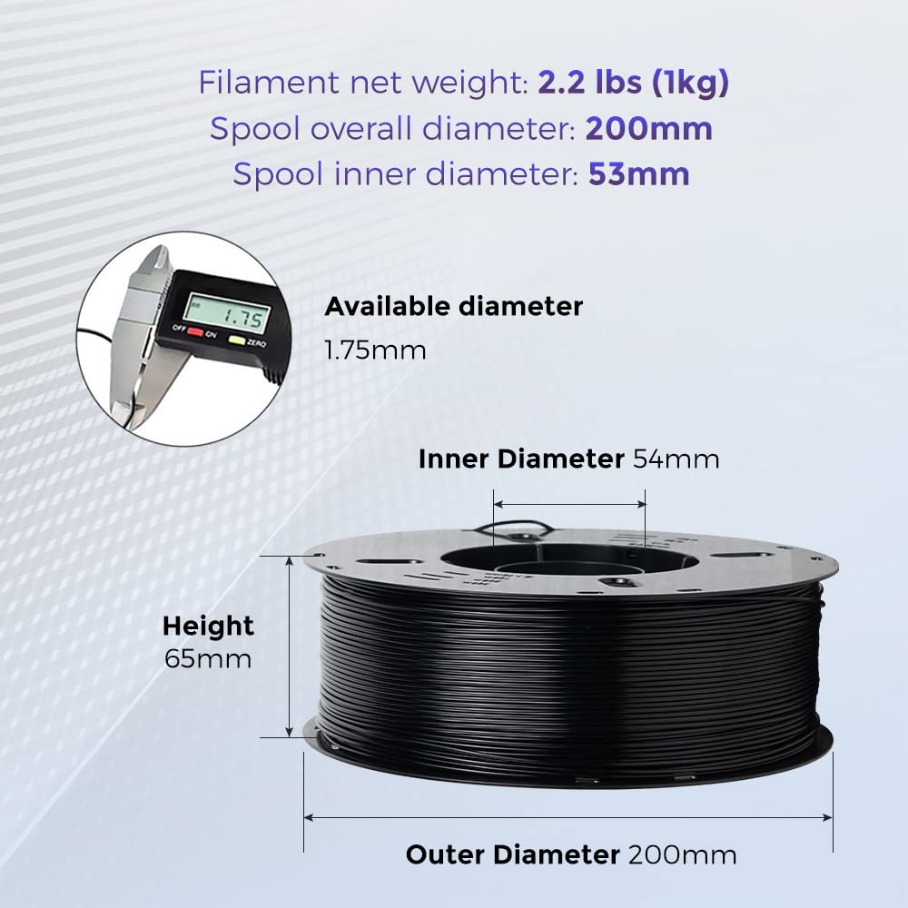 Voxelab Asa Black Filament 1.75Mm, Uv/Rain/Heat Resistant Tough 3D Printer Filament, Great For Printing Outdoor Functional Mecha