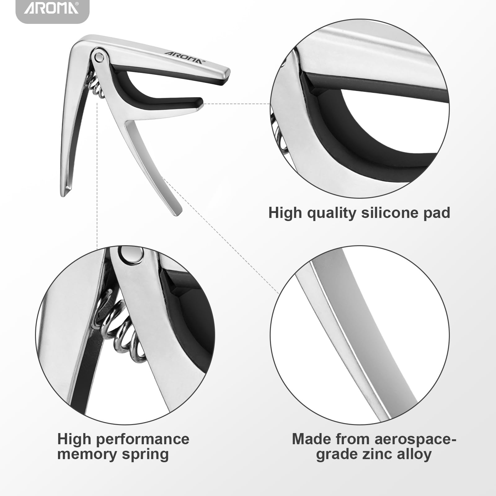 Aroma Ukulele Capo For 4 String Ukulele And Mandolin Mini Size Professional Capo Single Handed Quick Release Zinc Alloy