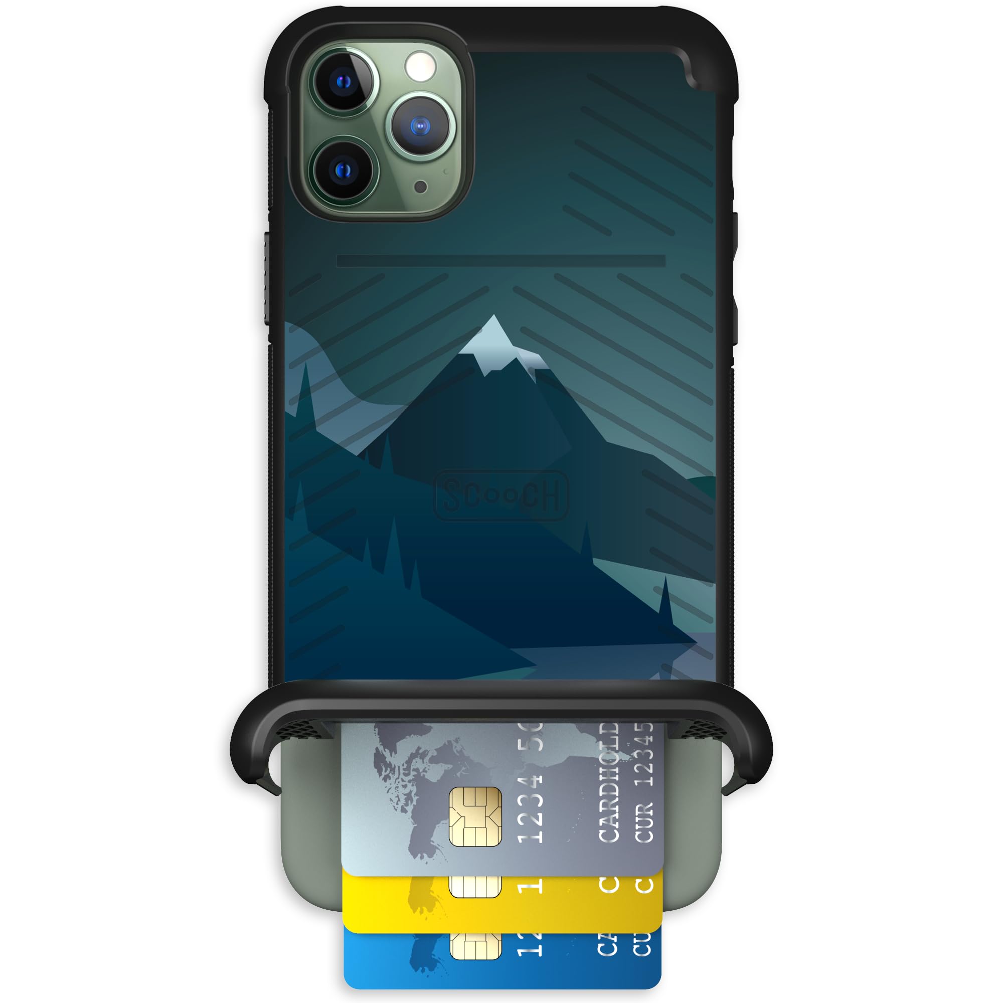 Scooch for iPhone 11 Pro Max Case with Card Holder, Wingmate Wallet Case with Hidden Card Slot and RFID Protection, Holds 3 to 4