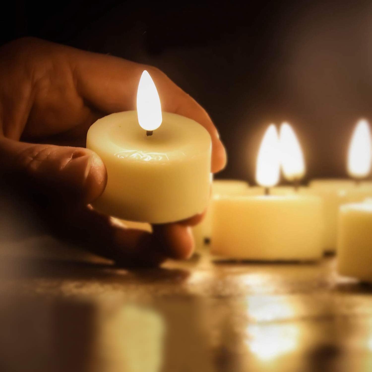 Eywamage Flameless Tealights With Remote Batteries Included, Bright Realistic Led Votive Candles Flickering Real Wax D 1.6''