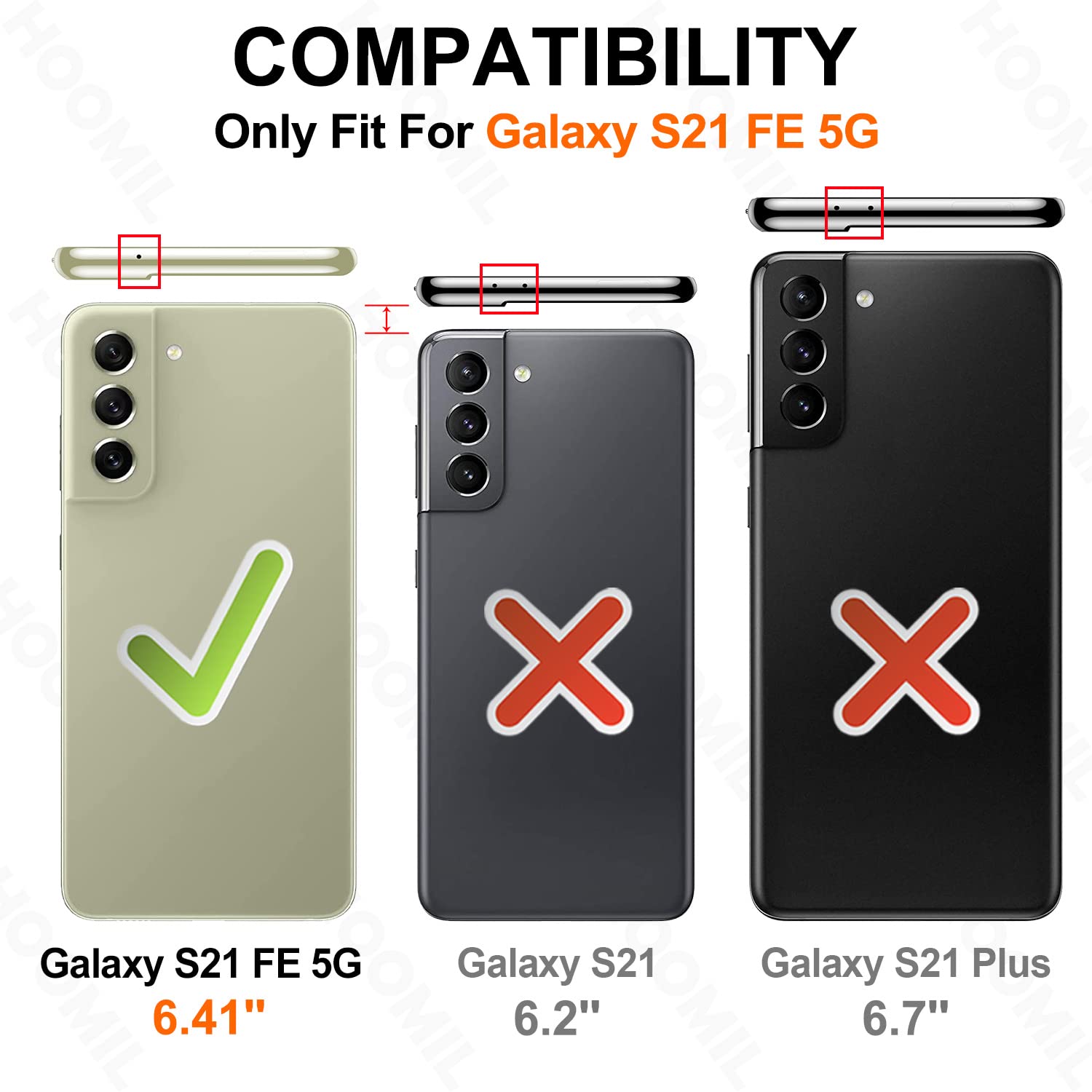 Hoomil Case For Samsung Galaxy S21 Fe (Only 6.4 Inch), Non Yellowing, Drop Protection, Anti Scratch Transparent Hard Back Phone