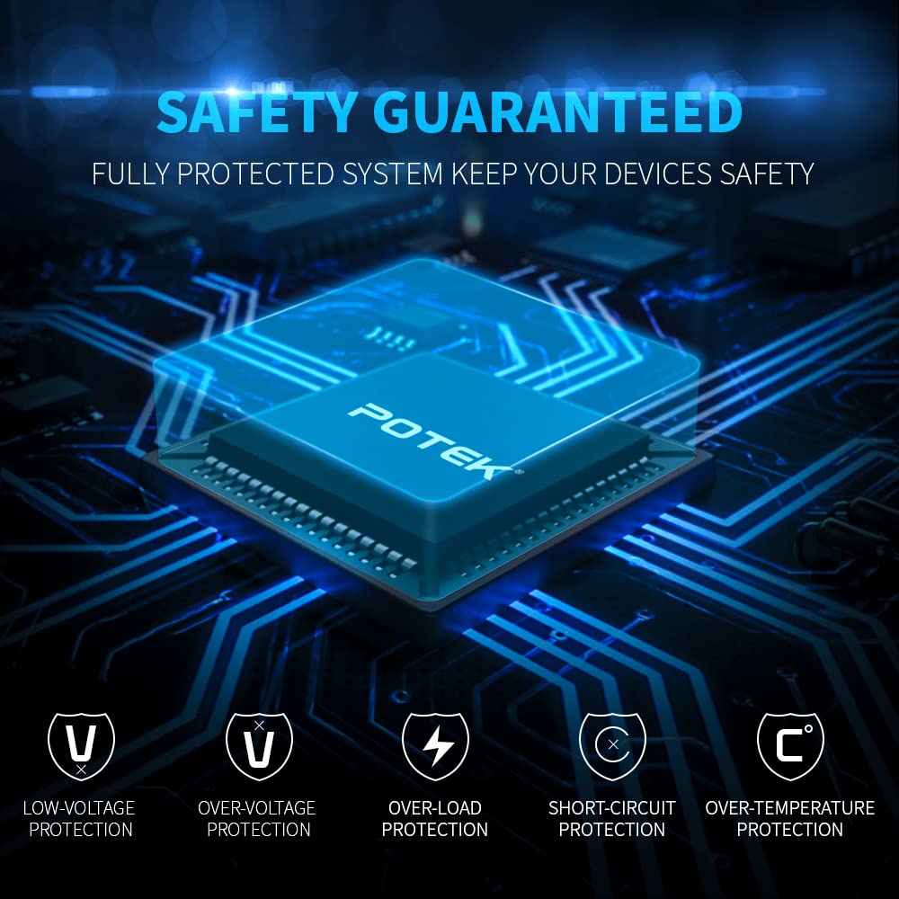 Potek 500W Car Power Inverter Dc 12V To Ac 110V With 2Ac Outlets And 2A Usb Port