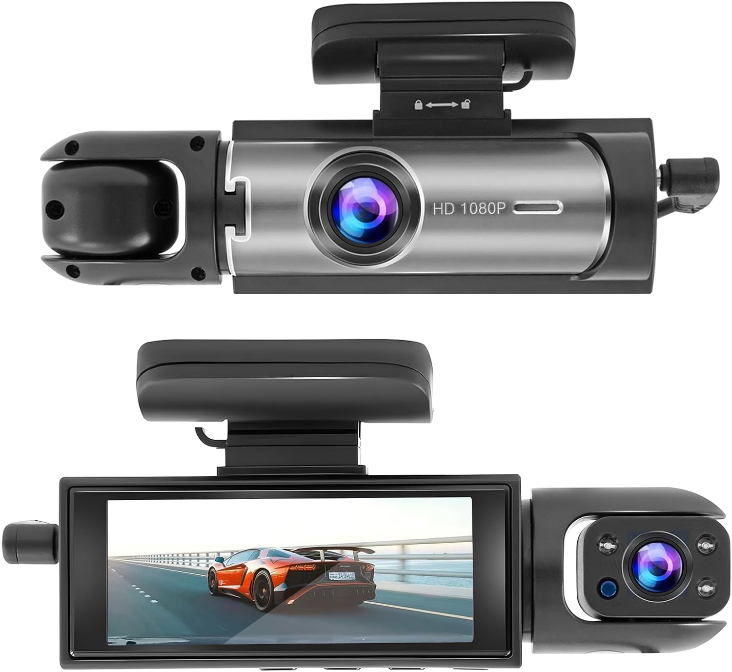 Dash Camera Front and Inside, 3.16inch Dash Cam 1080P, G Sensor HD Night Vision Loop Recording Wide Angle Car DVR (Front and Ins