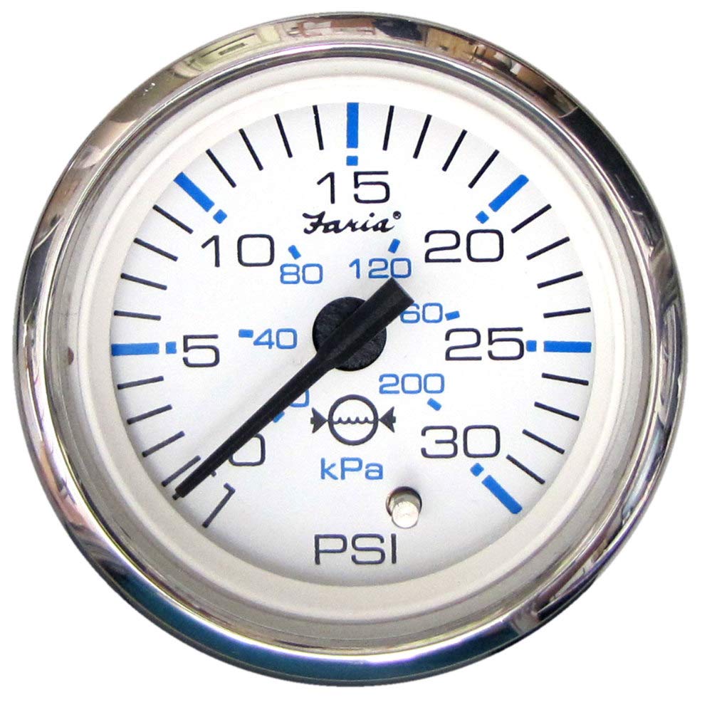 FARIA BEEDE 13812 Chesapeake Stainless Steel Water Pressure Gauge Kit (30 PSI) - 2, White , Black