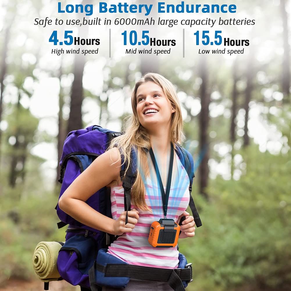 Slenpet 6000Mah Portable Waist Clip Fan With 23H Working Time, 6200Rpm Strong Airflow, 3 Speeds, Rechargeable Battery Operated P