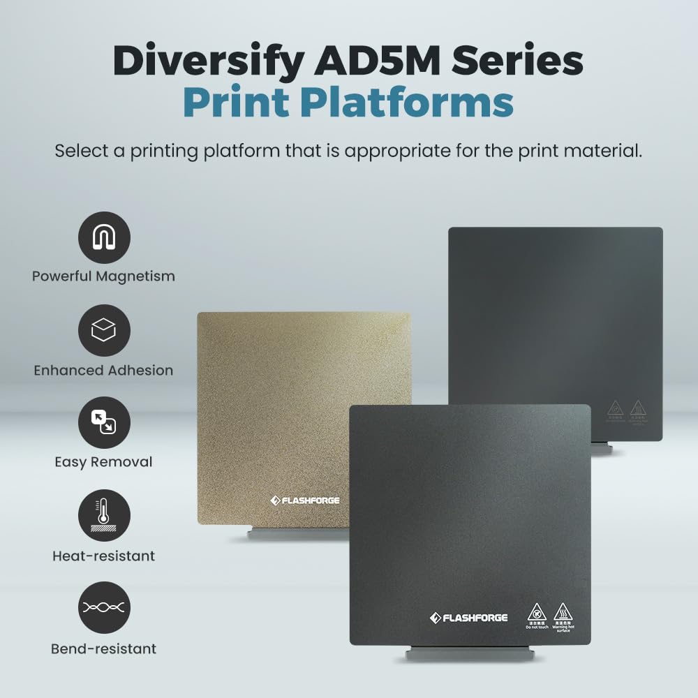 Flashforge Adventurer 5M/ 5M Pro 3D Printer Smooth Pei Plate, Upgrade Magnetic Flexible Pei Sticker Sheet, Glue Free Print With