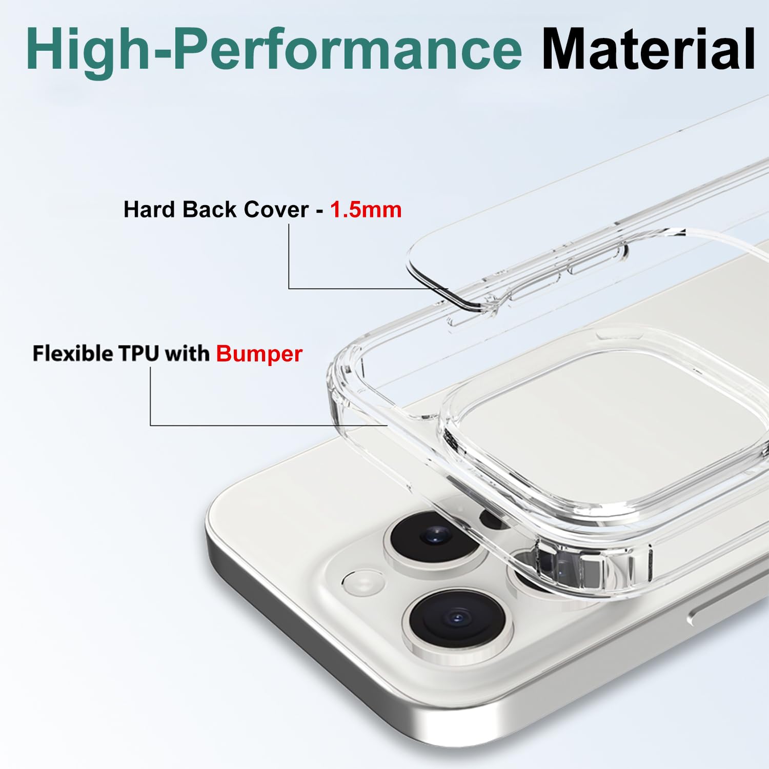 Tenoc Phone Case Compatible With Iphone 16 Pro, Clear Case Non Yellowing Protective Bumper Hard Back Cover For 6.3 Inch