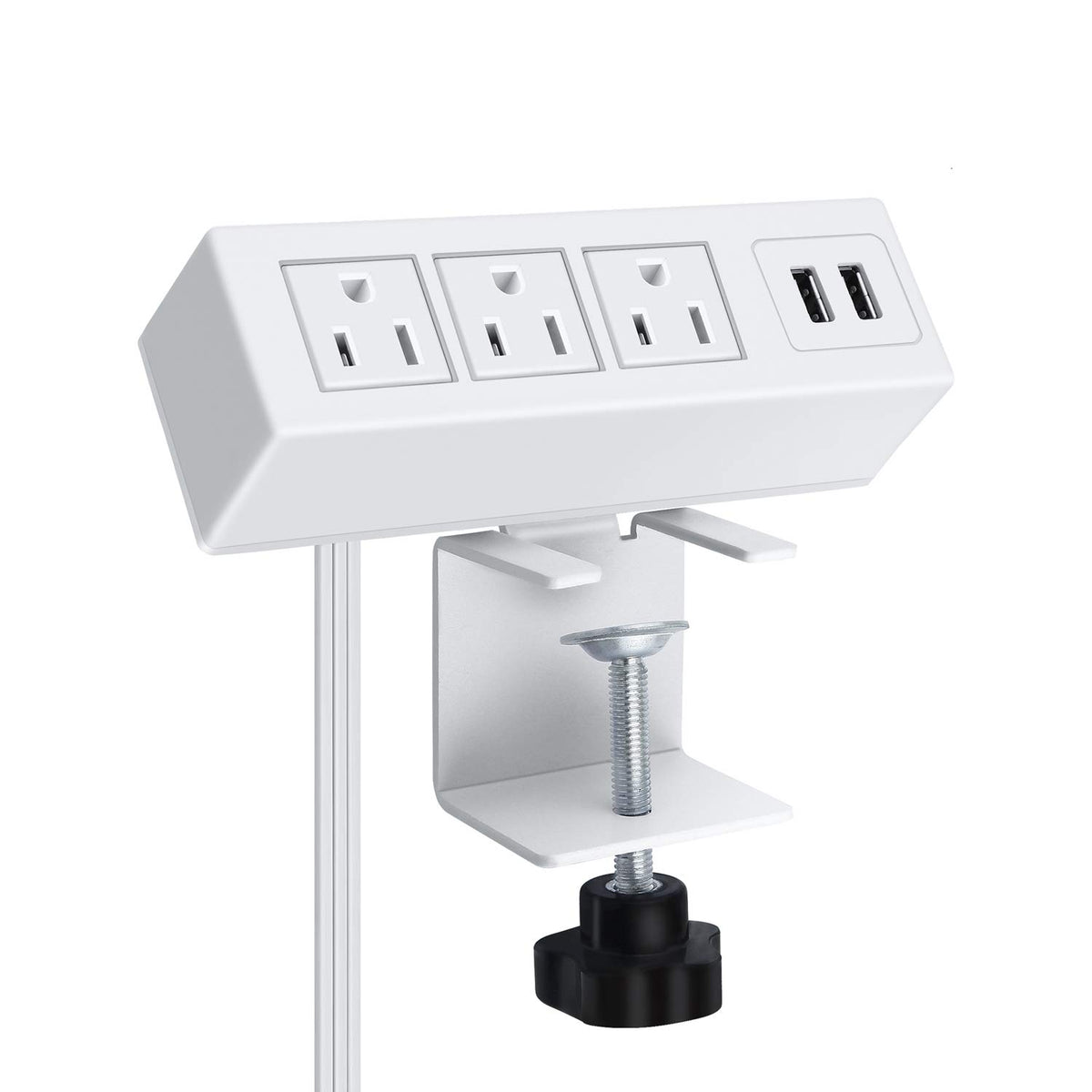 3 Outlet Desk Clamp Power Strip, Desktop Power Strip With Usb Ports, Desk Mount Usb Charging Power Station, On Desk Edge Power O