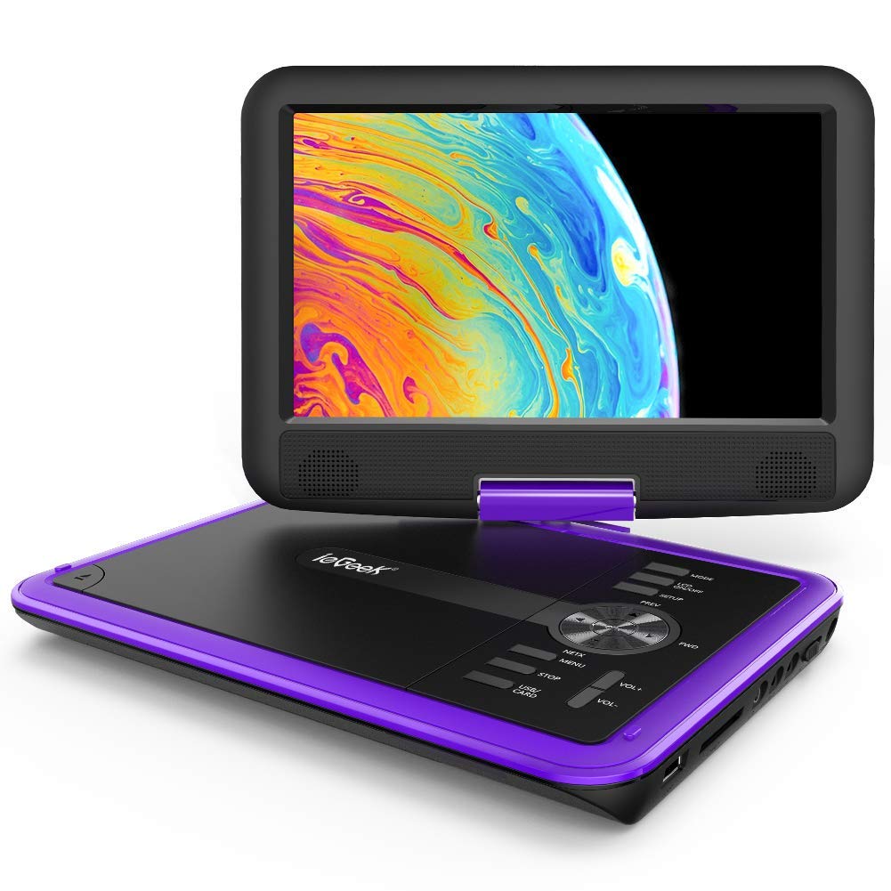 Iegeek 11.5'' Portable Dvd Player With Sd Card/Usb Port, 5 Hour Rechargeable Battery, 9.5'' Eye-Protective Screen, Support Av-In