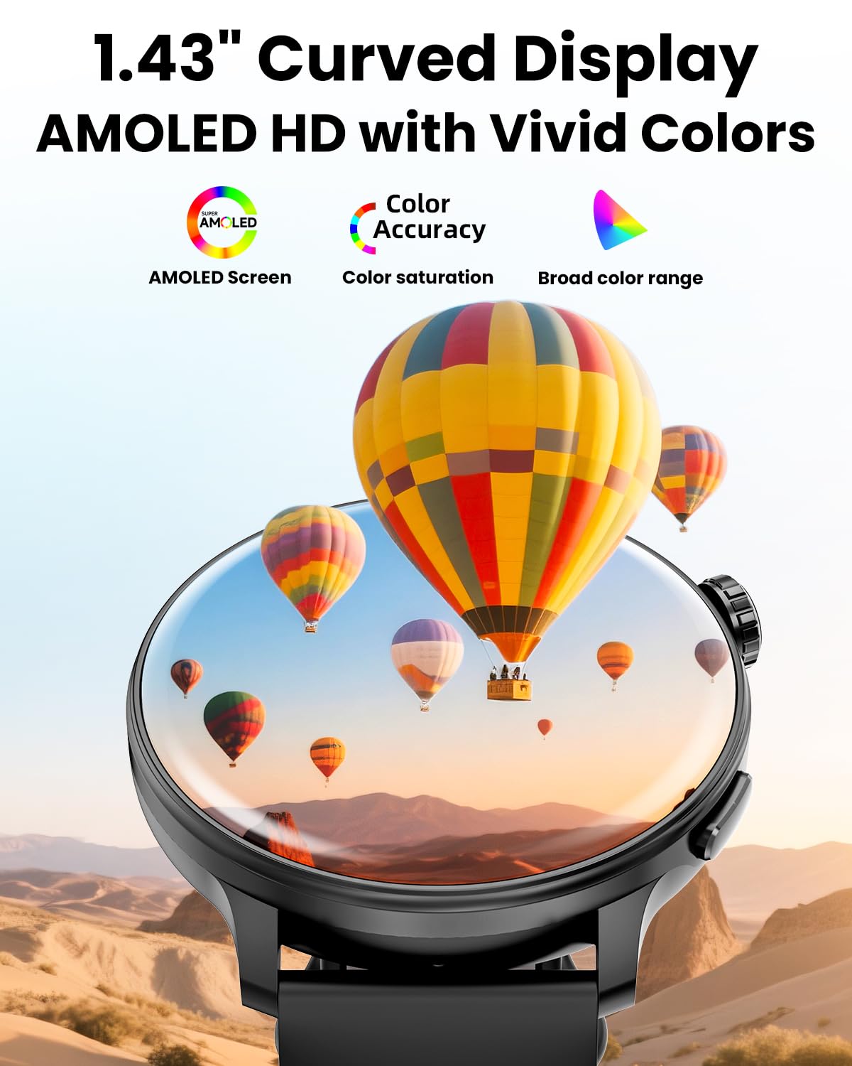 Mingdaln Smart Watch Gps, 1.43'' Amoled Screen Smart Watch For Men/Women Fitness Tracker, Military Smartwatches Compass,Compatib