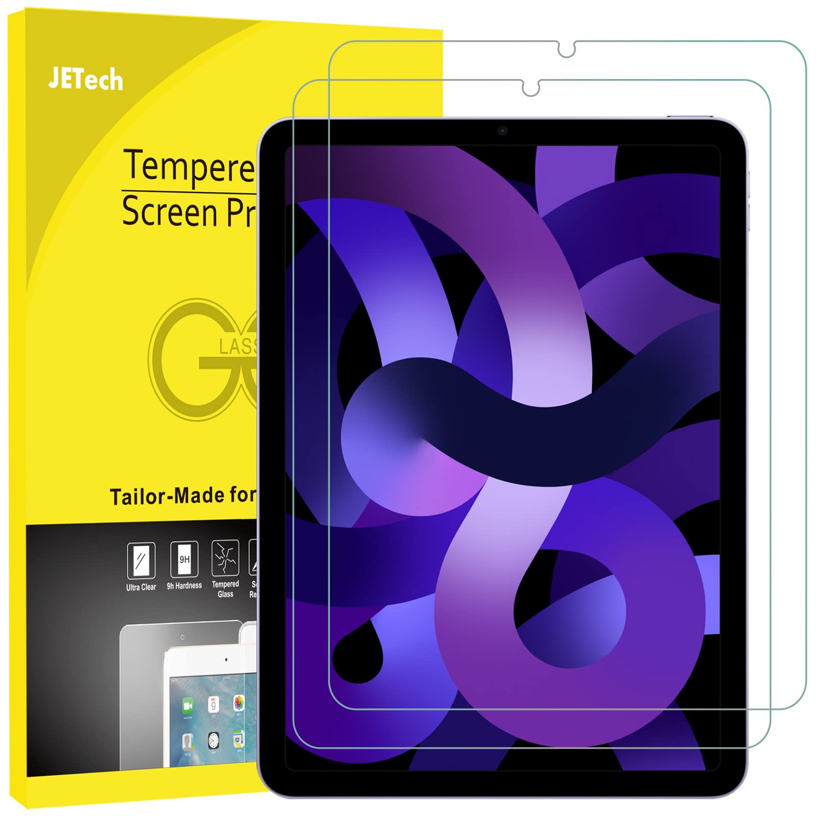 Jetech Screen Protector For Ipad Air 5 (10.9 Inch, 2022 Model, 5Th Generation), Tempered Glass Film, 2 Pack