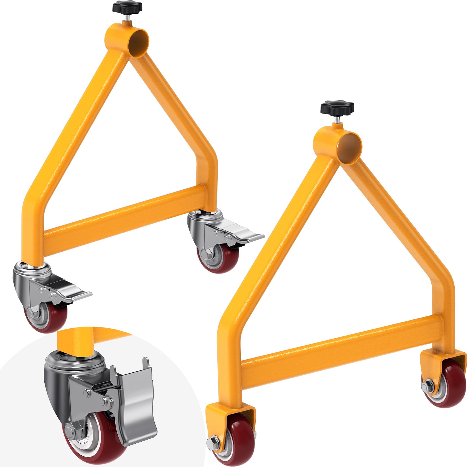 Insaga Wire Spool Rack & Holder, 220LB Capacity Cable Caddy with 4 Locking Swivel Casters, Yellow Powder Coated Steel Wire Spool