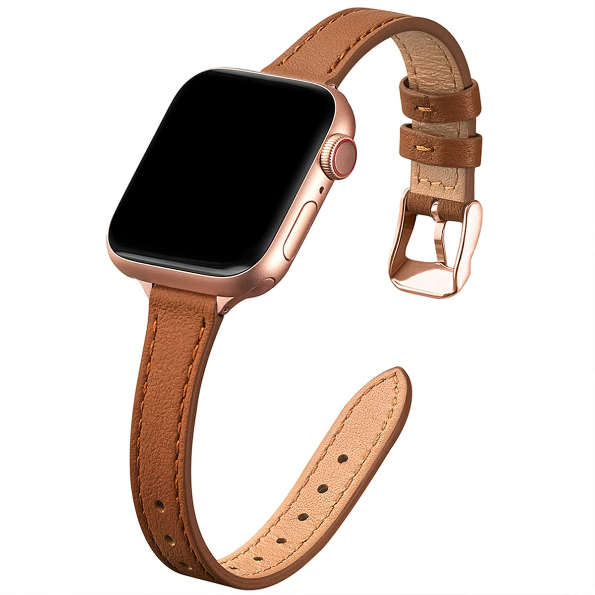 Stiroll Slim Leather Bands Compatible With Apple Watch Band 38Mm 40Mm 41Mm 42Mm(Series 10), Top Grain Leather Watch Thin Wristba