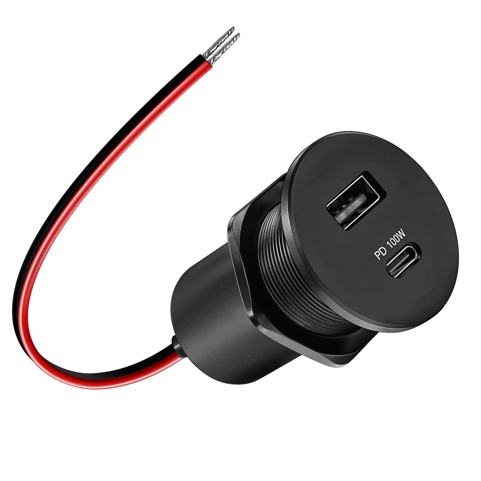 Obeaming 12V Aluminum Usb Outlet 100W Pd3.1 Type-C & 18W Qc3.0 Usb-C Laptop Charger Socket Dual Port Fast Charging Recessed Moun