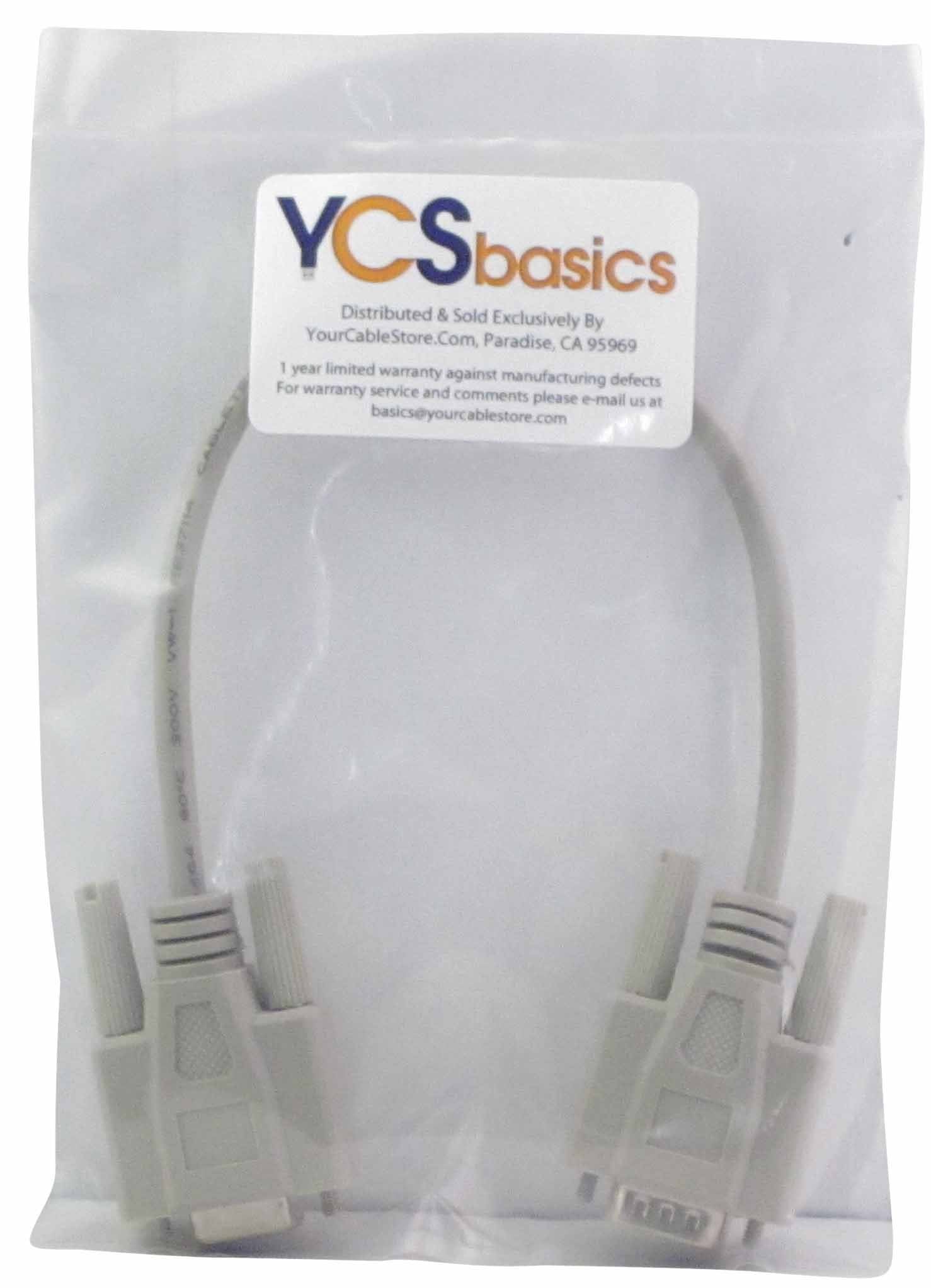 YCS basics DB9 9 Pin RS232 Male/Female Serial Extension Cable Copper Gray 1 Foot