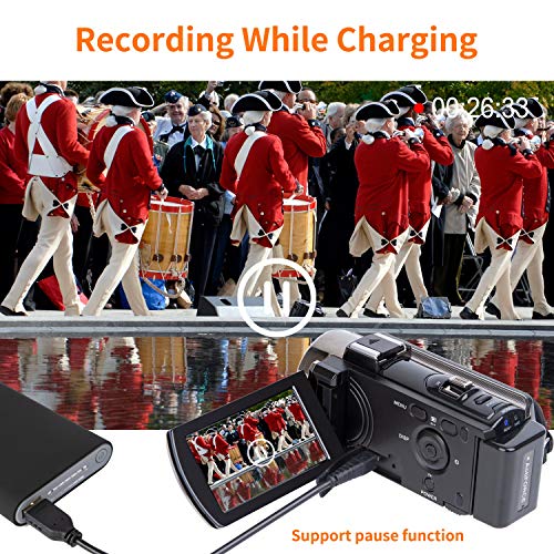 Kicteck Video Camera Camcorder Digital Camera Recorder Full Hd 1080P 15Fps 24Mp 3.0 Inch 270 Degree Rotation Lcd 16X Zoom Camcor