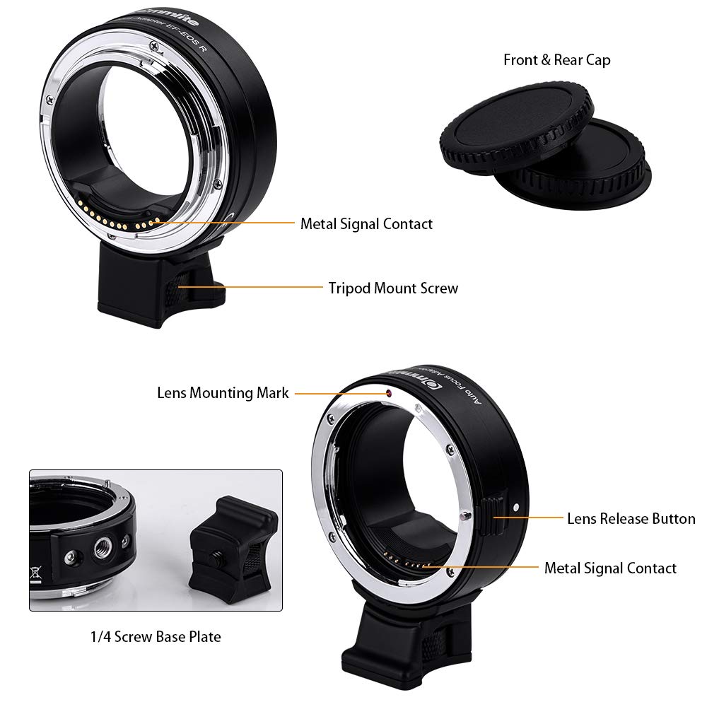 Commlite Cm Ef Eos R Lens Adapter, Electronic Auto Focus Ef To R Mount Adapter For Canon Ef/Ef S Lens To Eos R, Eos Rp, Eos R6,