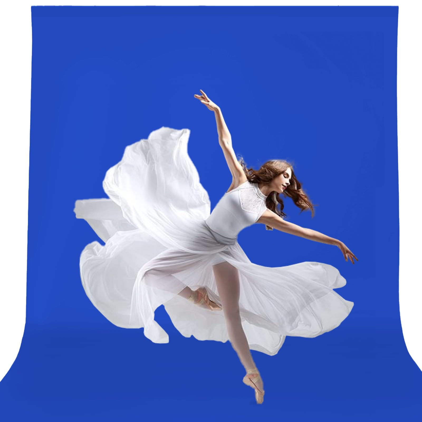 10X12Ft Royal Blue Screen Backdrop For Photography, Large Seamless Polyester Fabric Royal Blue Photo Backdrop Curtain For Portra