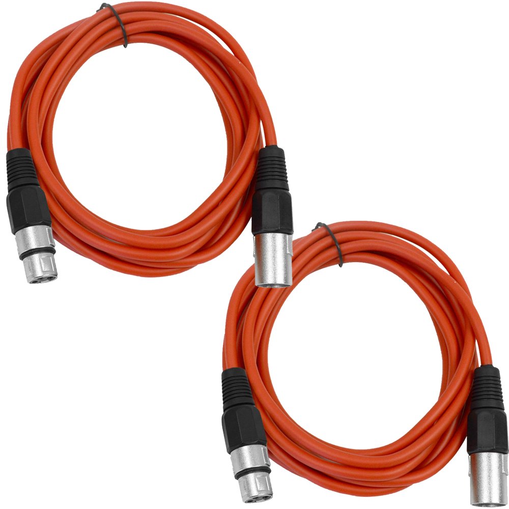 Seismic Audio - Saxlx-10-2 Pack Of 10' Xlr Male To Xlr Female Patch Cables - Balanced - 10 Foot Patch Cord - Red And Red