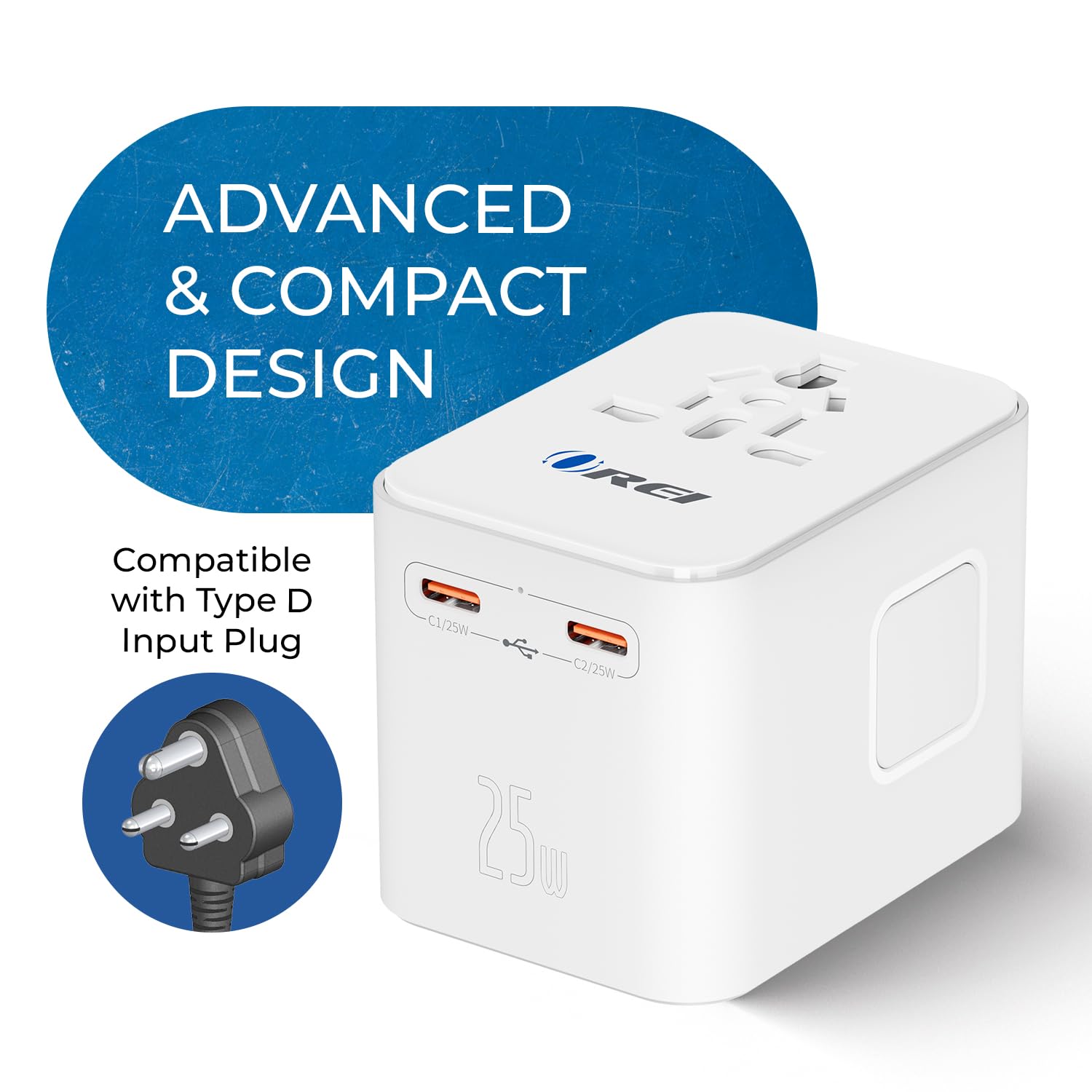 Orei 25Watt Universal Travel Adapter | 2X Usbc 1Xusb A   4 In 1 Universal Power Adapter | Universal Chargers For All Devices Com