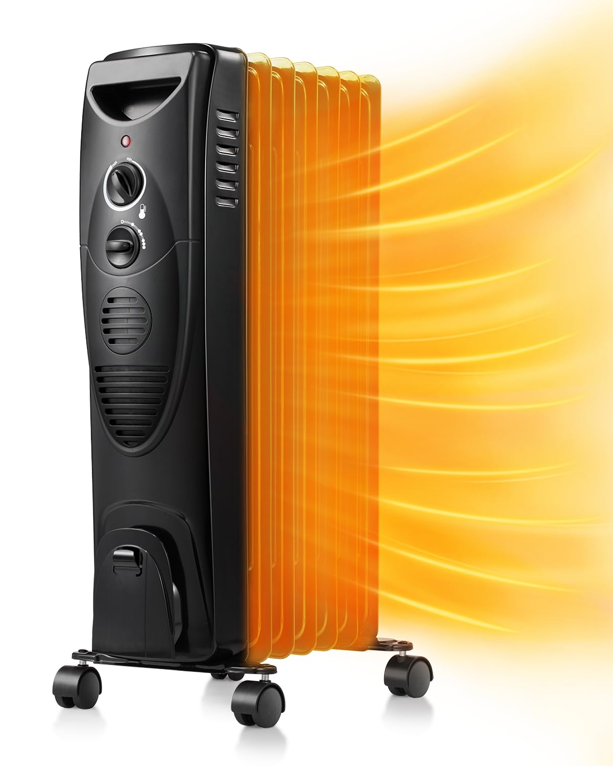 R.W.Flame Oil Filled Radiator Heater   3 Heat Settings, Adjustable Thermostat, Quiet And Portable Space Heater With Tip Over & O