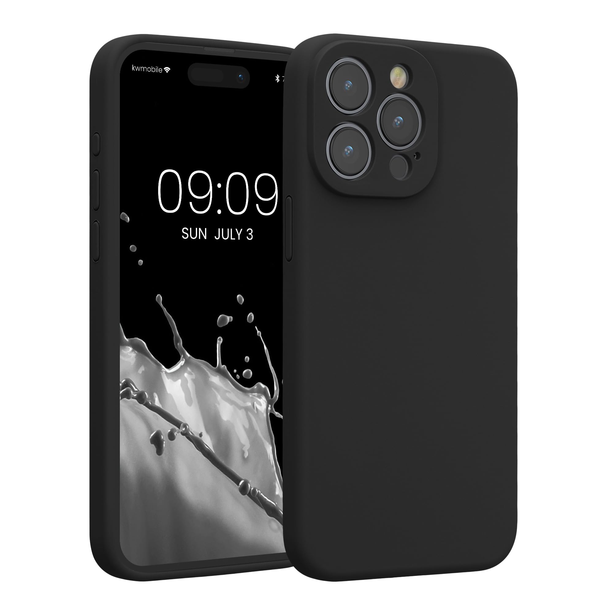 kwmobile Case Compatible with Apple iPhone 15 Pro Max Case - Slim TPU Silicone Phone Cover - Soft Touch Finish - Black