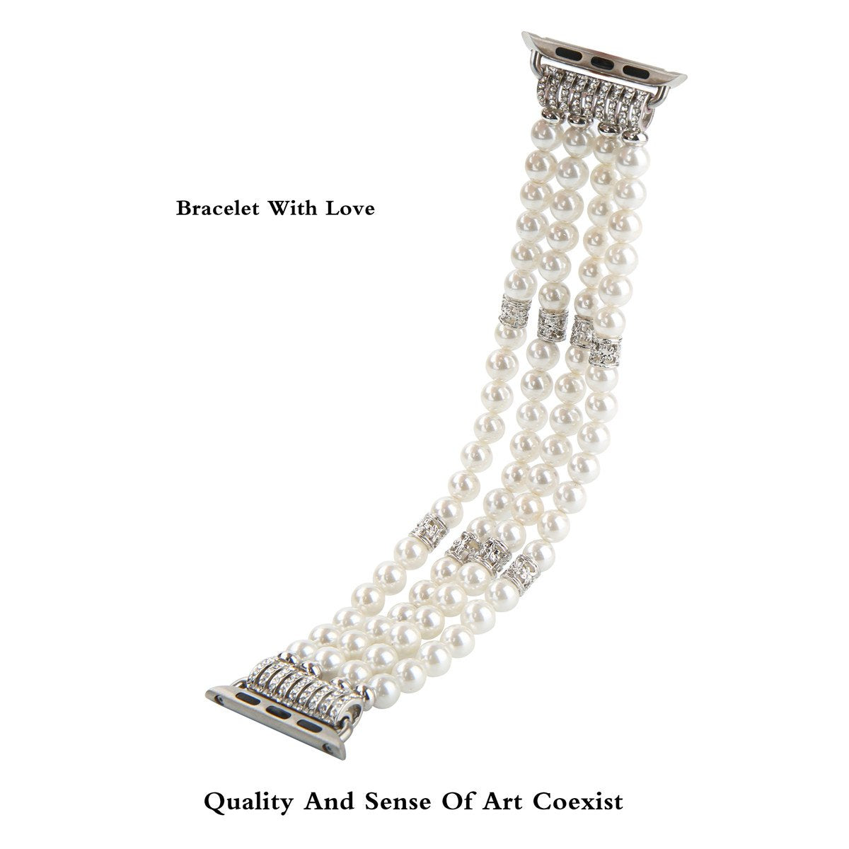 Gemek Compatible With Apple Watch Band 42/44/45/49Mm Women Iwatch Bands Series 9/8/7/6/5/4/3/2/1, Handmade Beaded Elastic Stretch Pearl Bracelet Replacement Strap For Girls Wristband(White)