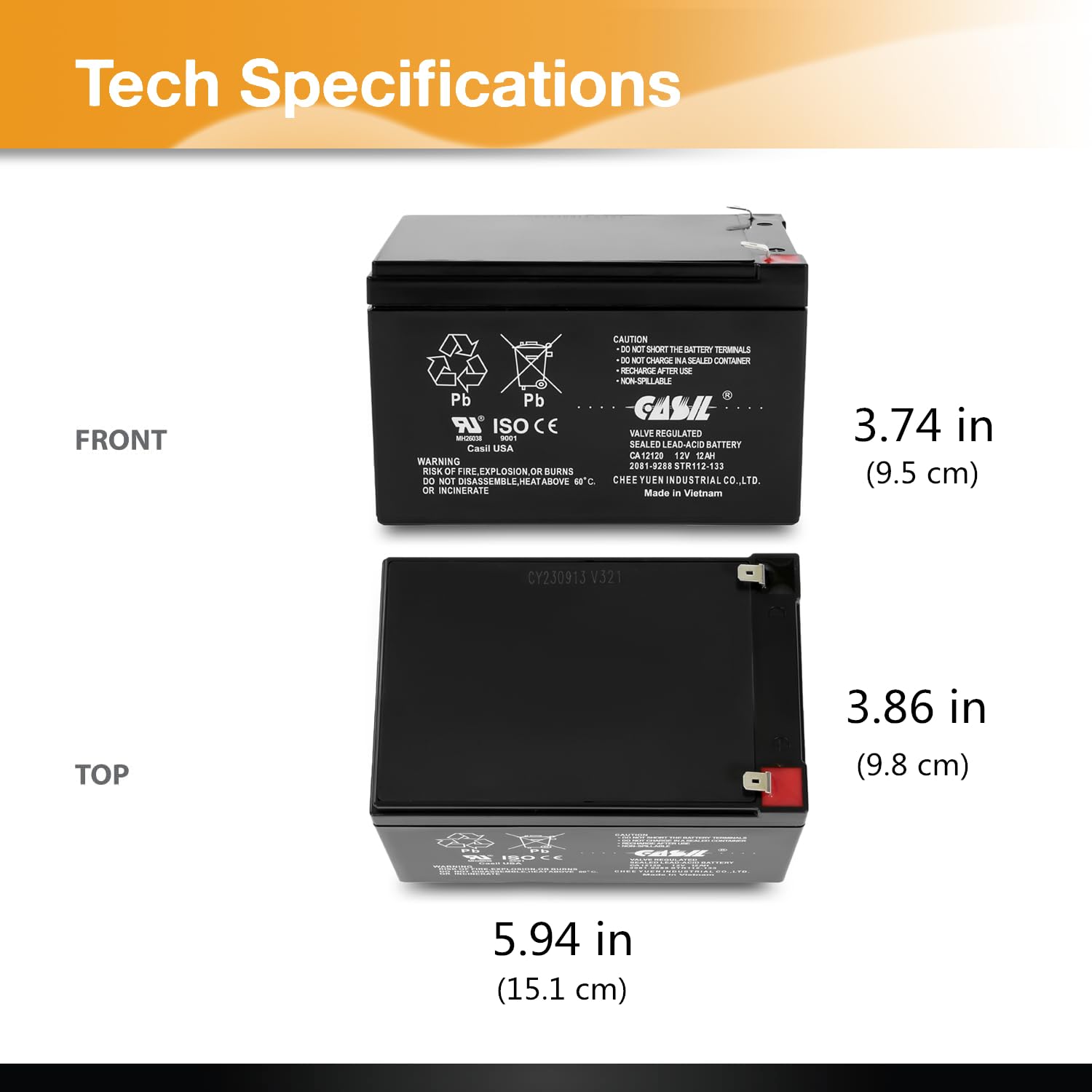 2 Pack 12V 12Ah F2 Sealed Lead Acid Agm Rechargeable Sla Deep Cycle Battery
