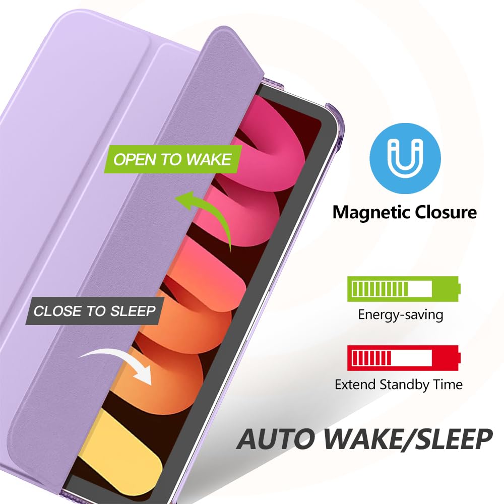 MoKo for iPad Mini 7 (A17 Pro) Case 2024,iPad Mini 6 Case 2021,8.3 inch iPad Mini 7th/6th Generation Case,Slim Lightweight Hard Back Shell Stand Cover for iPad Mini 2024 with Touch ID, Lilac