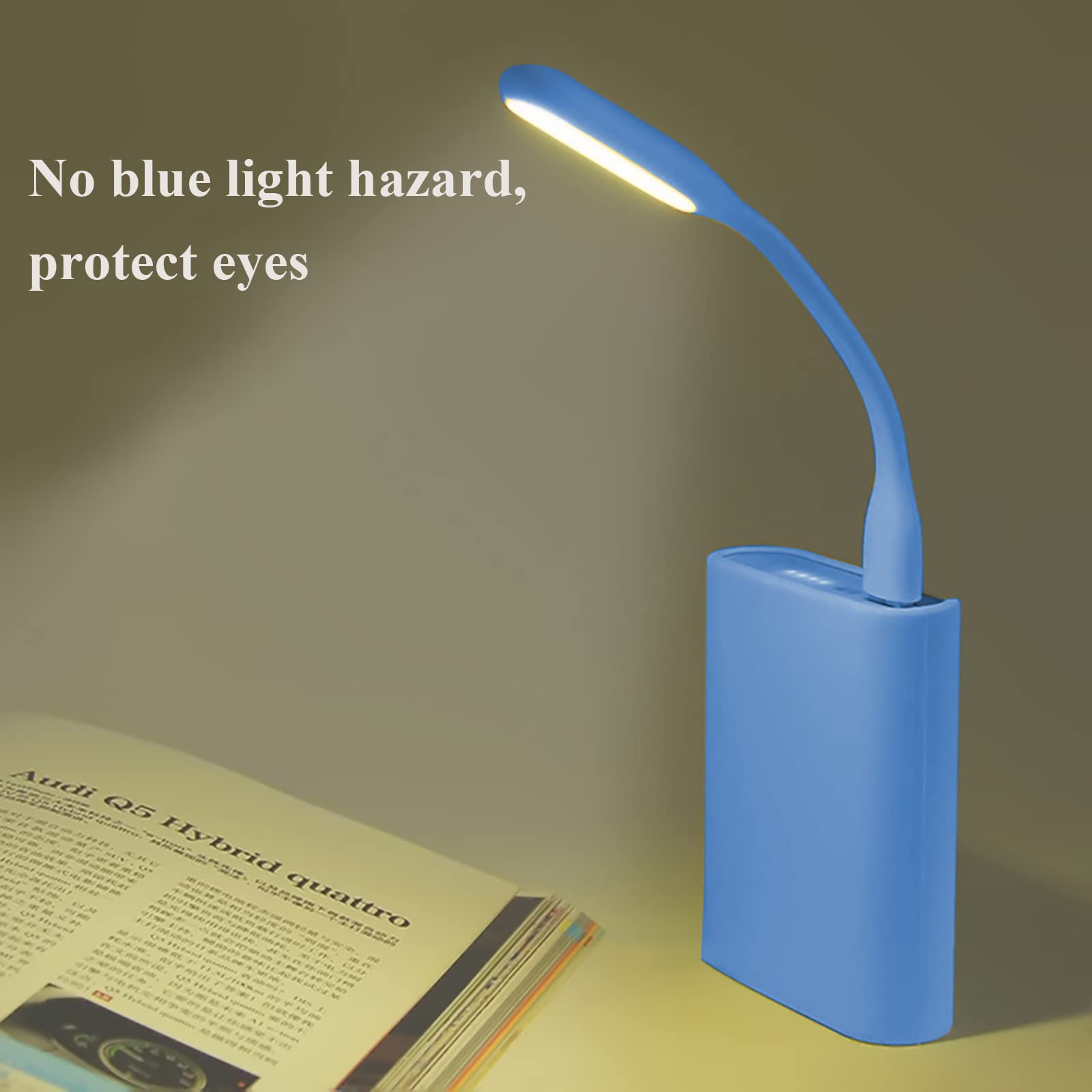 Soseelnee Mini Flexible USB LED Reading Light 2-Pack Blue Silicone