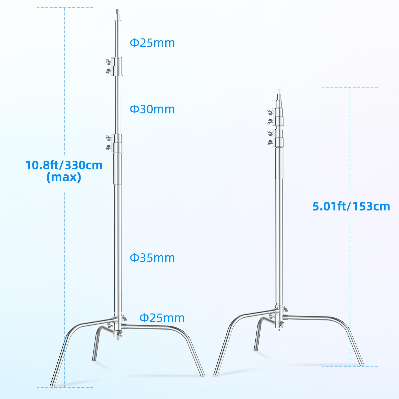 Hagibis C Stand Adjustable Heavy Duty Tripod Stand With 100% Stainless Steel, Photography Light Stand For Studio Softbox, Monoli