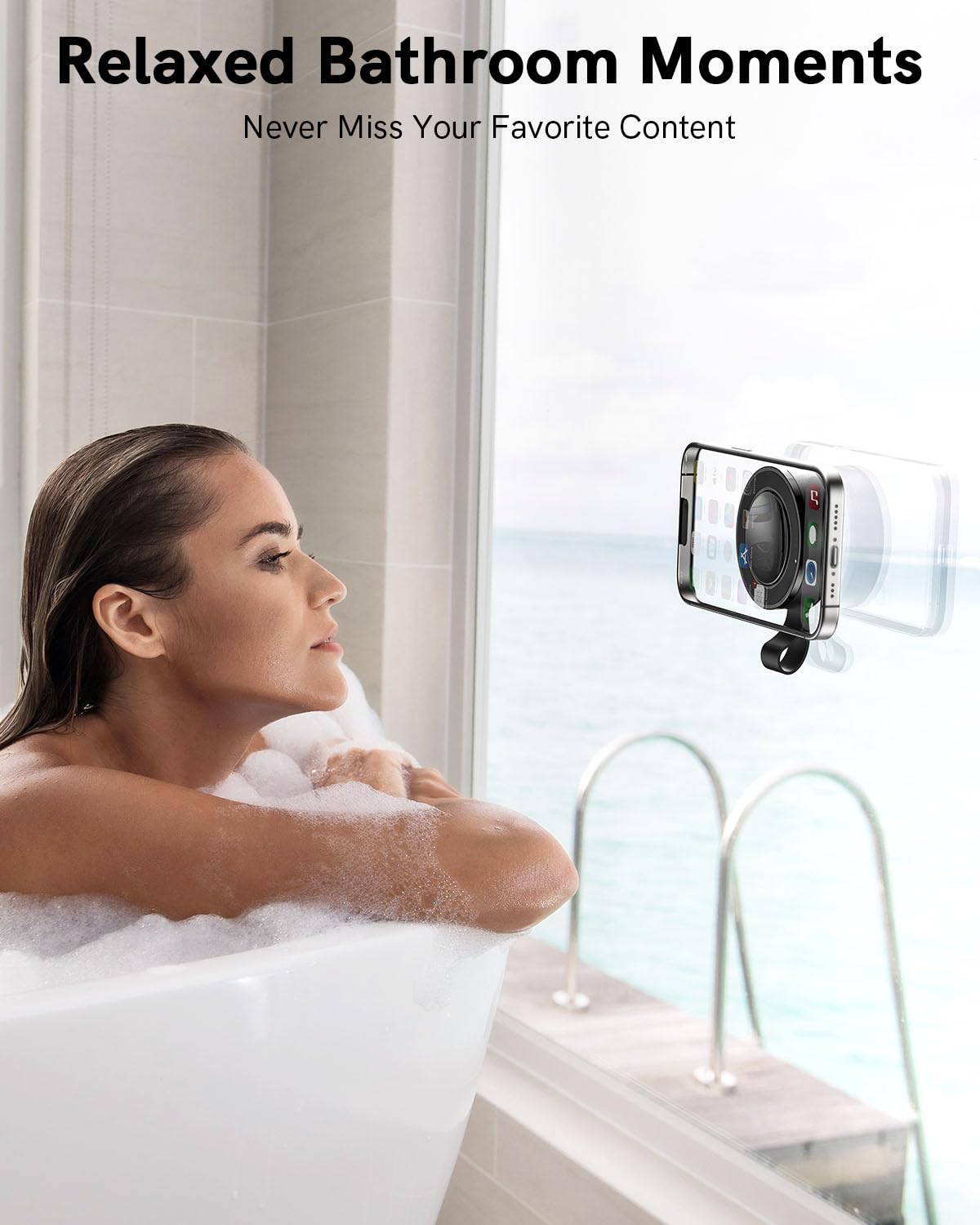 Miikare Unigrip Upgraded Shower Mirror Phone Holder | Portable Hands-Free Magnetic Suction Cup Mount | Universal Dual Grip Cellp
