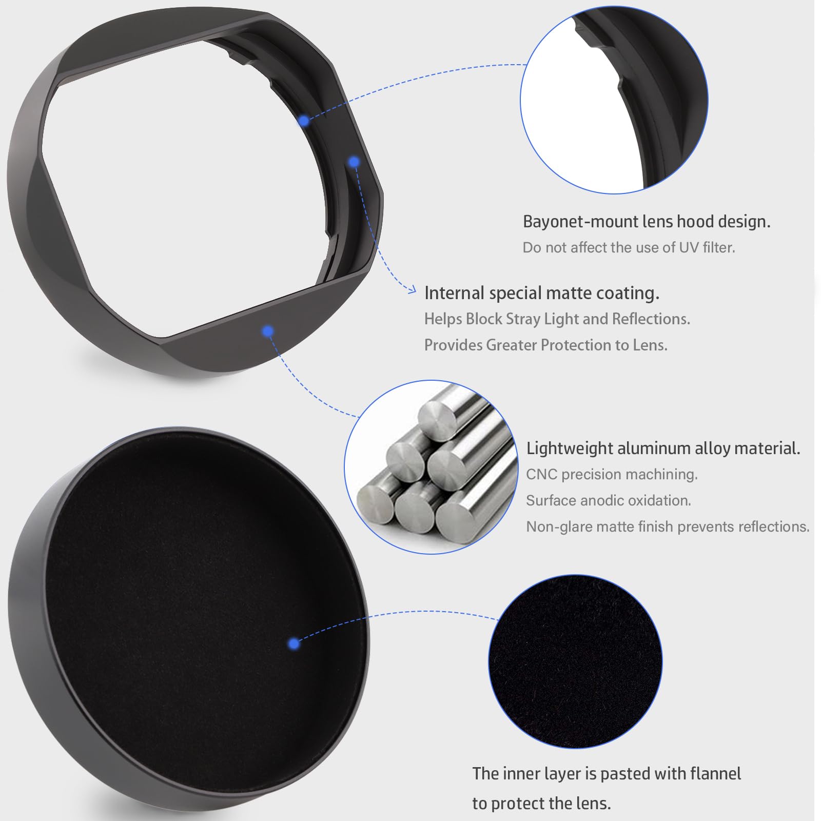 Haoge Lh X165 Square Metal Lens Hood Shade With Metal Cap For Fujifilm Fuji Fujinon Xf Xf16 55Mm F2.8 R Lm Wr Lens Xf 16 55Mm/F2