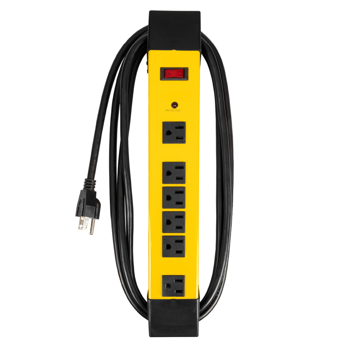 Thonapa Heavy Duty Surge Protector Power Strip 6 Outlets, 14/3 Sjt 9 Ft Extension Cord 3 Prong, Industrial Powerstrip Black & Ye