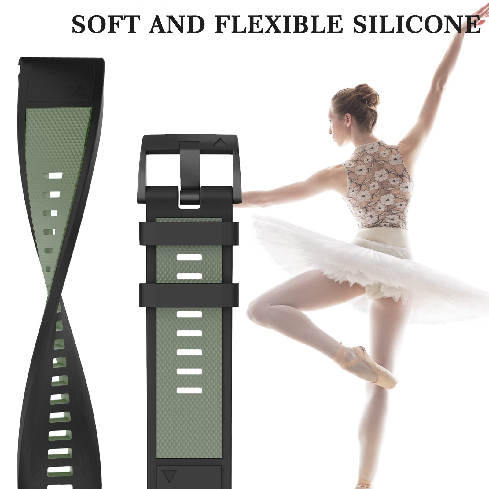 Mysnbkn Compatible With Fenix 5 Plus Replacement Silicone Watch Strap For Fenix 5 /Fenix 6/Fenix 6 Pro/Fenix 7/Forerunner 935/94