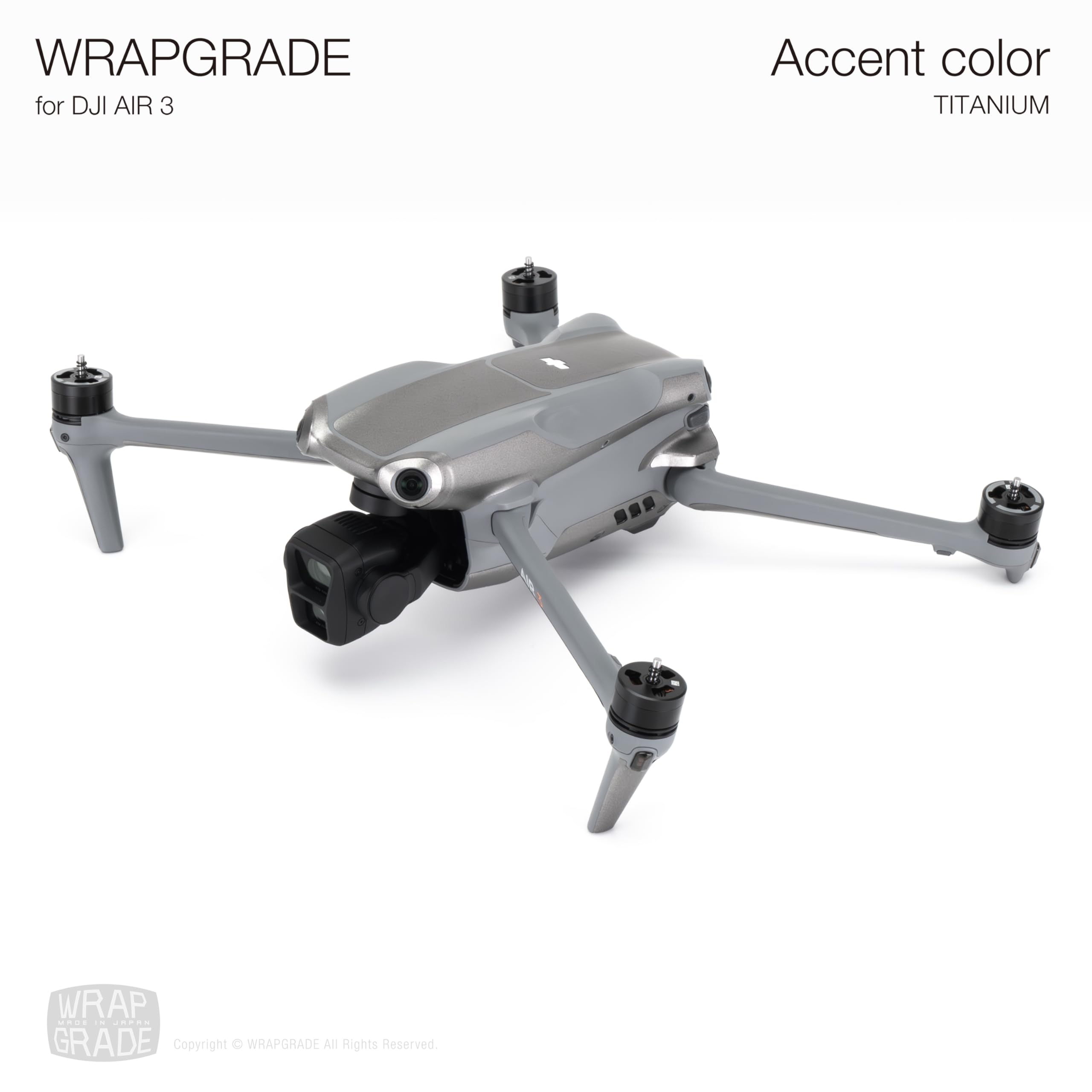 Wrapgrade Skin Stickers Compatible With Dji Air 3 | Accent Color (Titanium)