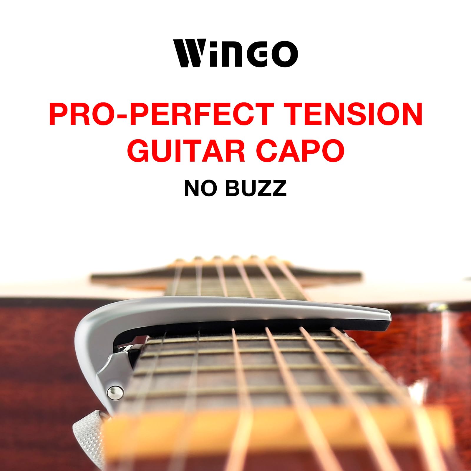 Wingo Pro Guitar Capo For Acoustic Electric Guitars   Chrome Capotraste