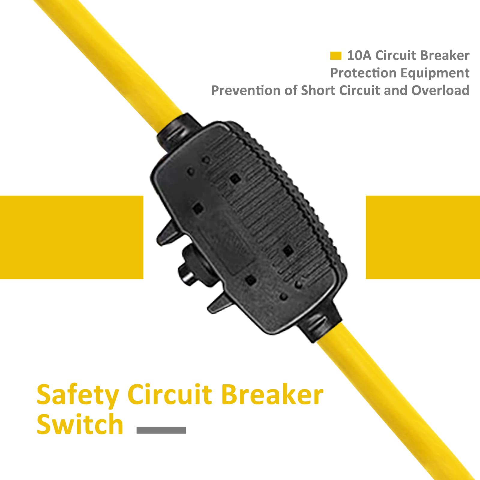 Greatide 30 Ft Retractable Extension Cord Reel, 16/3 Sjtw Power Cord With 3 Electrical Outlets And 10 Amp Circuit Breaker, Ceili