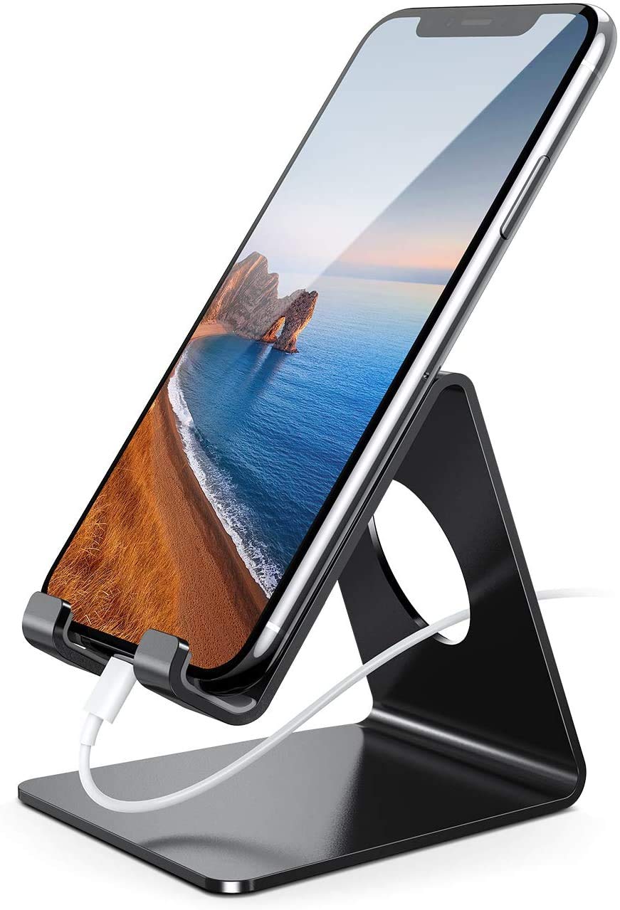 Lamicall Cell Phone Stand, Phone Dock: Cradle, Holder, Stand For Office Desk   Black