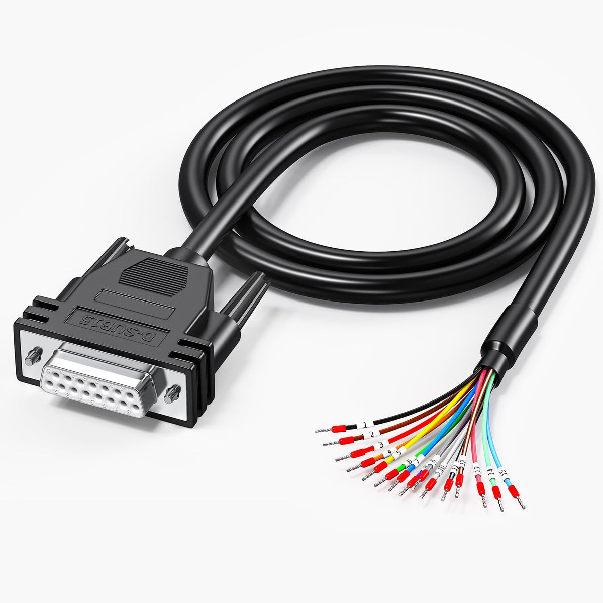 Juxinice Db15 Female To Bare Wire With Cable Marker 3.3Ft,D Sub 15 Pin Connector To Bare Wires End Open Cable,Db15 Cable 15 Wire