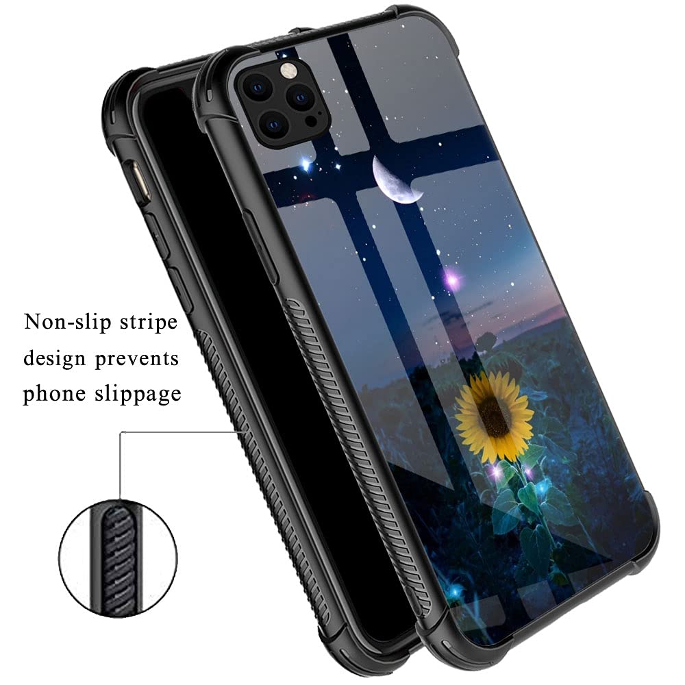 ZHEGAILIAN iPhone 13 Case Non-Slip Shockproof Four Corner Reinforced TPU Acrylic Sunflower Moon Starry Sky 6.1 inch