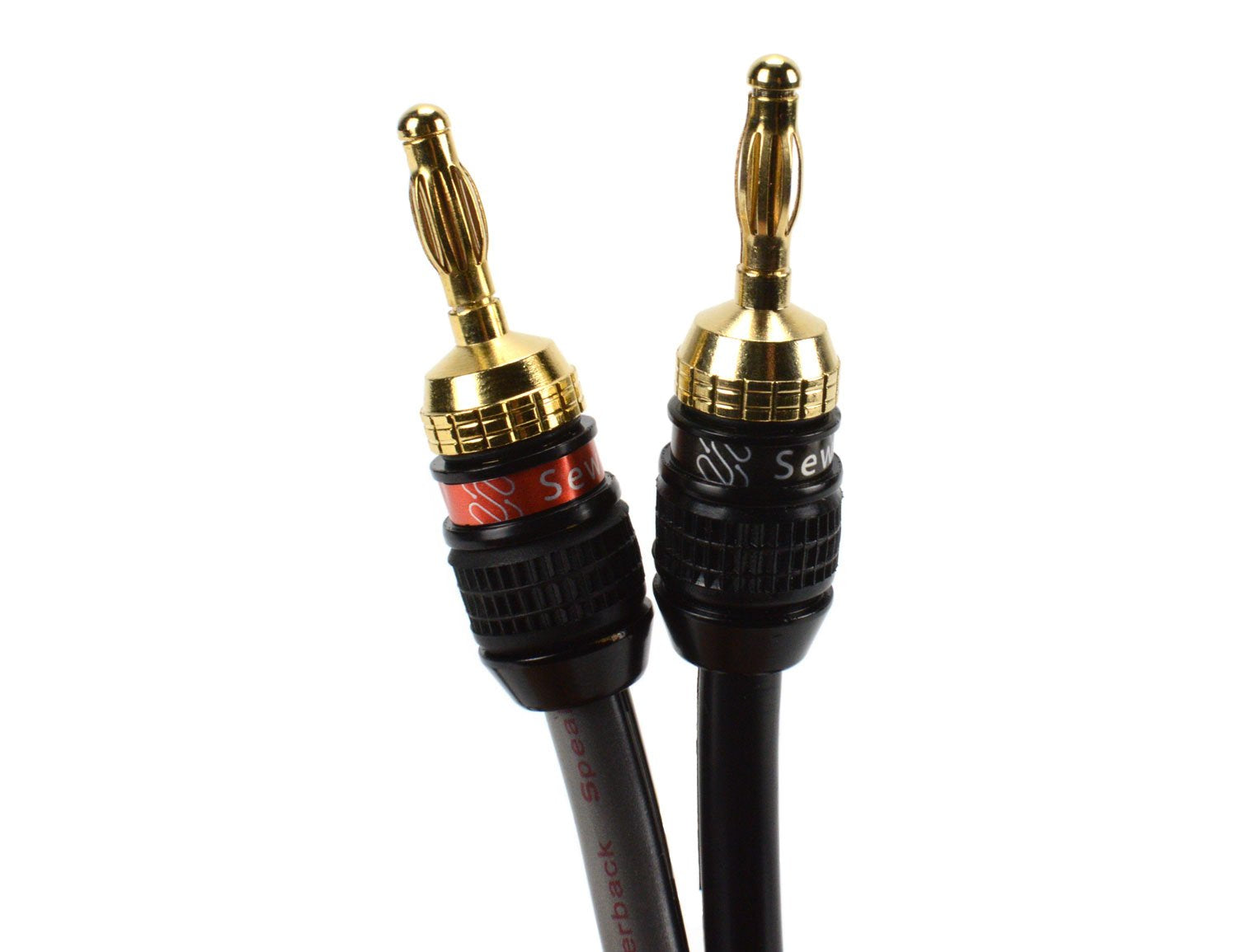 Sewell Deadbolt Terminated Speaker Wire, 6 ft, 259 Strand, 12 AWG Pure Copper, OFC, Deadbolt Banana Plugs SW-32980-6