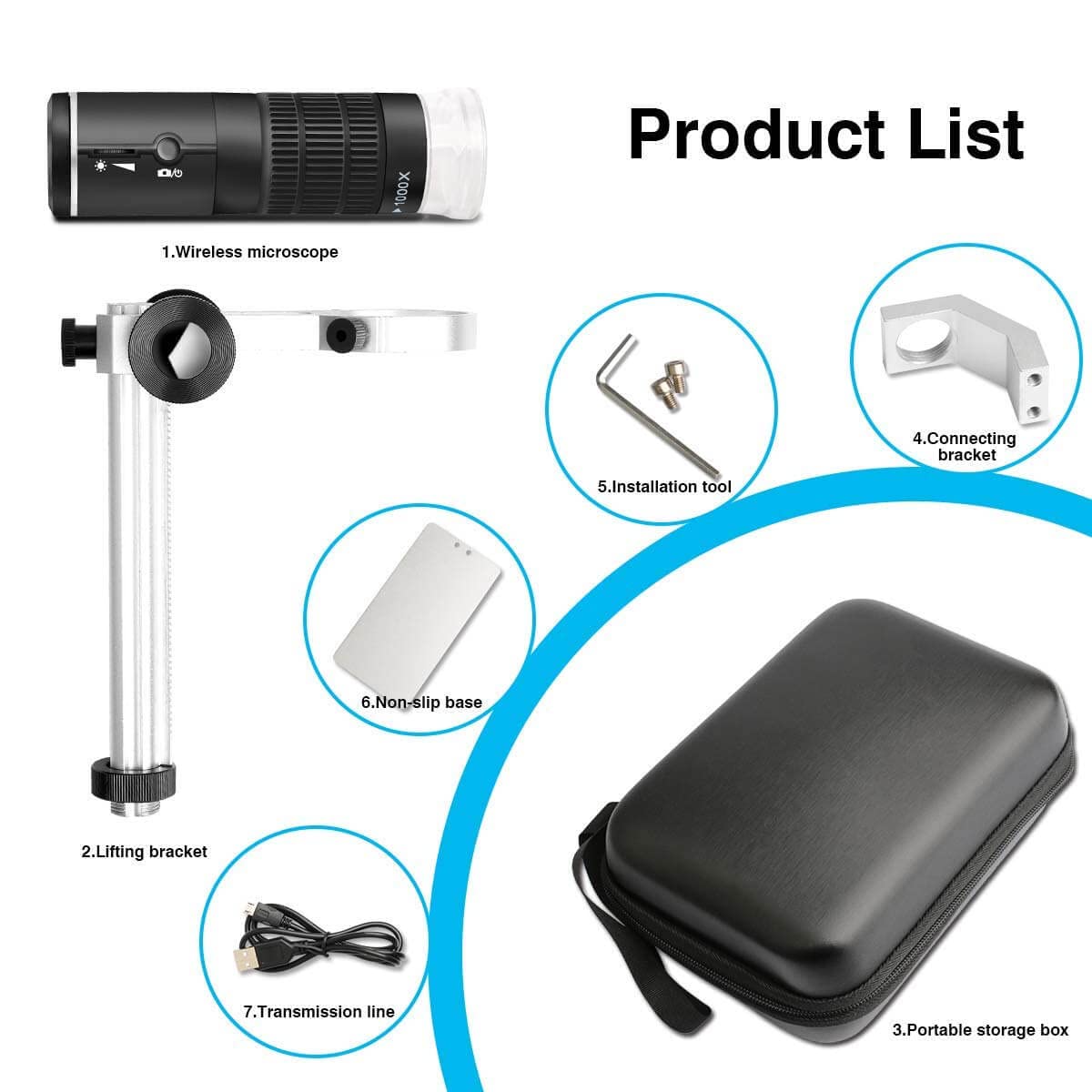 Jiusion Wifi Usb Digital Microscope 50 To 1000X Wireless Magnification Endoscope 8 Led Mini Hd Camera With Updated Stand Portabl