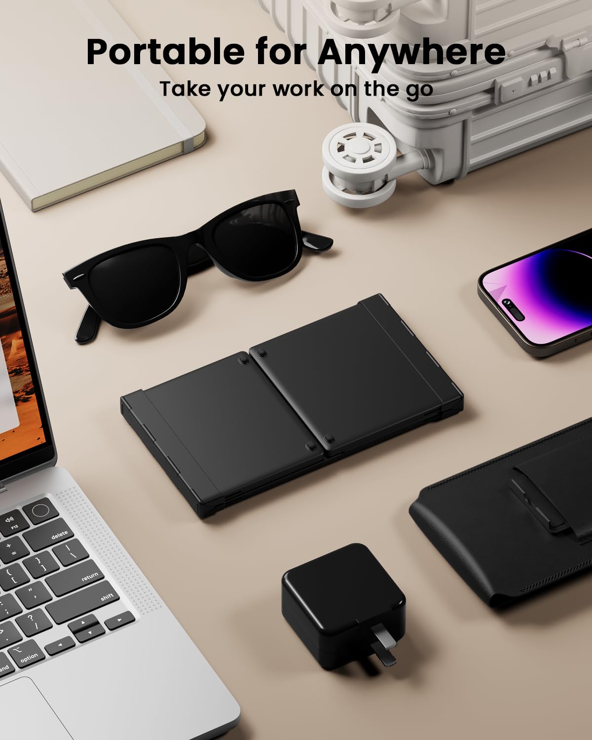 Protoarc Foldable Keyboard With Touchpad, Xk01 Tp Folding Portable Keyboard, Full Size Keys, Large Trackpad Bluetooth Travel Key