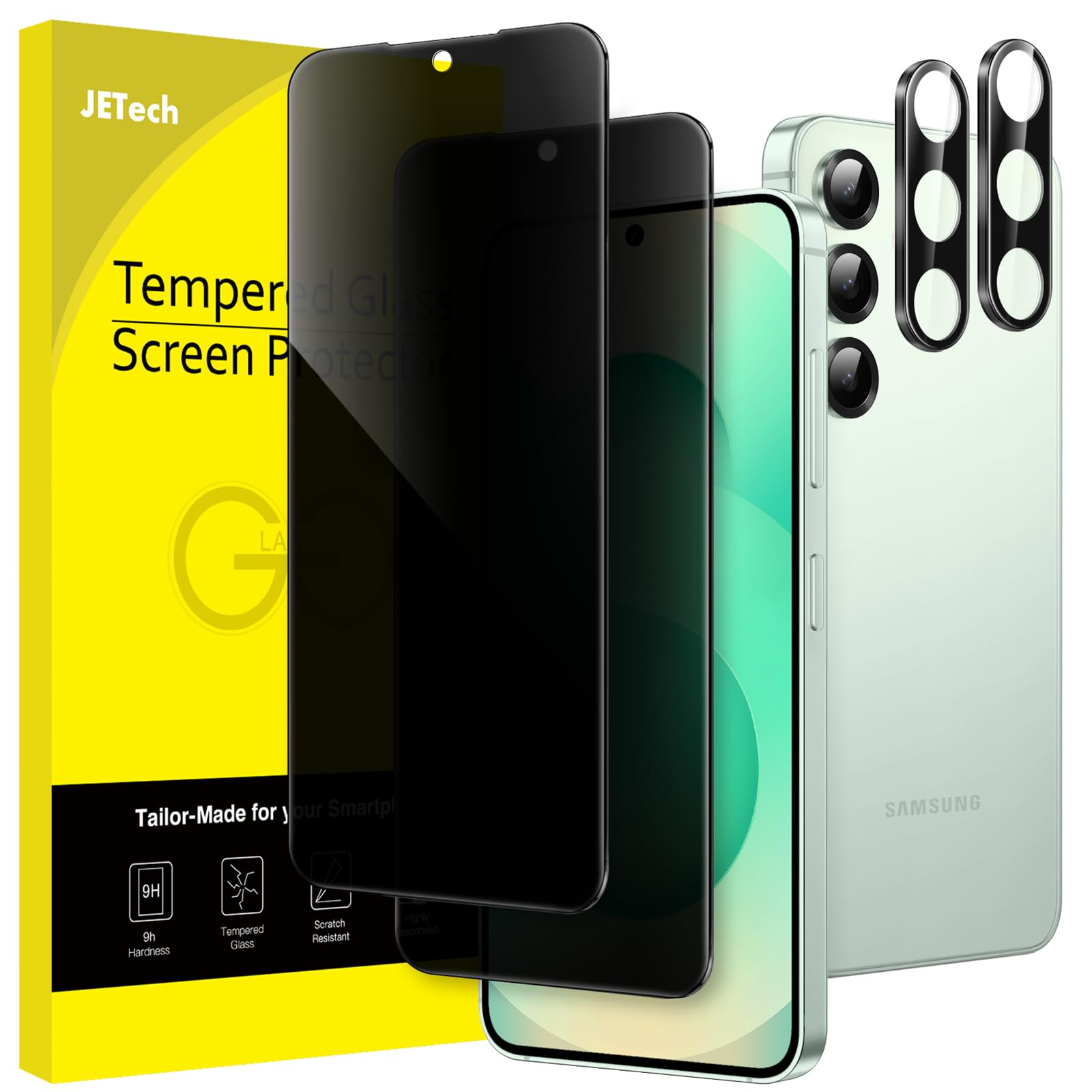 JETech Privacy Screen Protector for Samsung Galaxy S25+ / S25 Plus 5G with Camera Lens Protector, Anti-Spy Tempered Glass Film, 