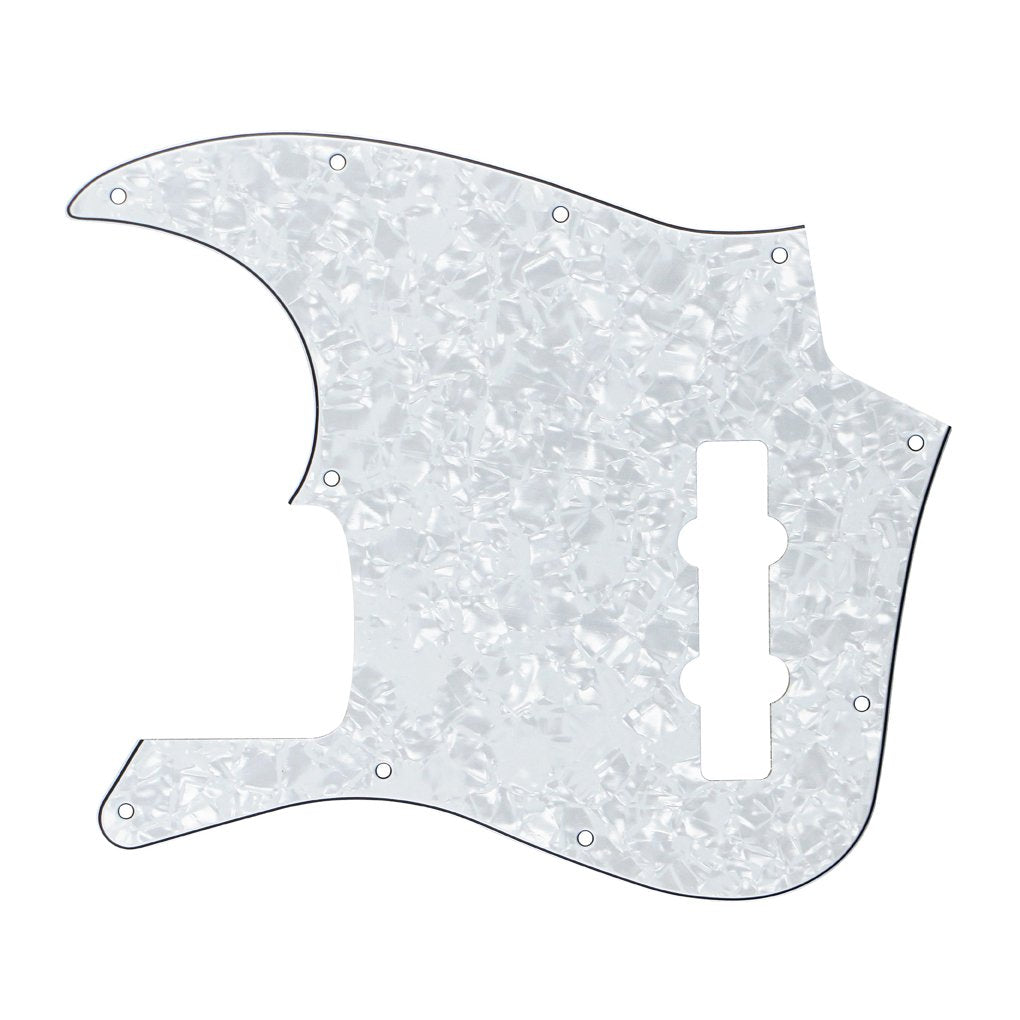 Fleor 10 Hole J Bass Pickguard Scratch Plate Pick Guards For 4 Strings American/Mexican Standard J Bass Part, 4Ply White Pearl