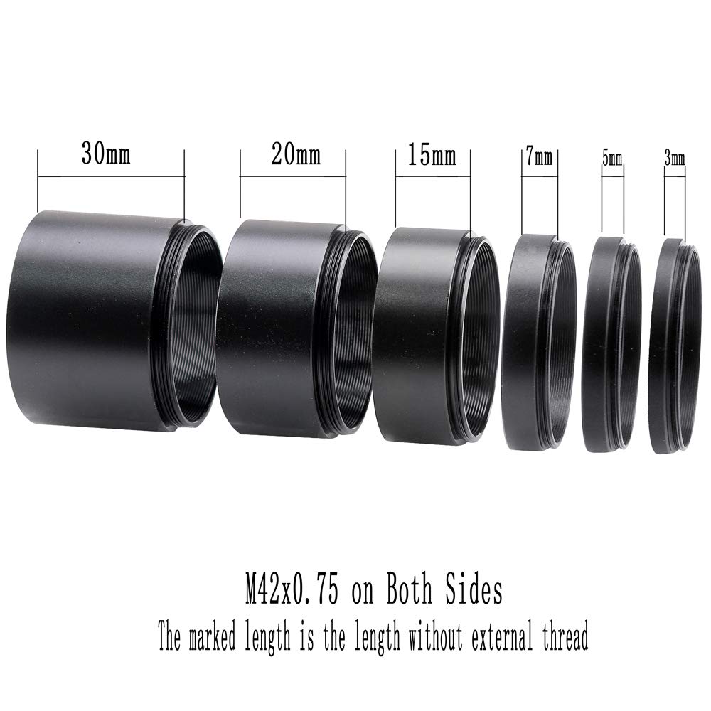 Starboosa Telescope T2 Extension Tube Kit For Cameras And Eyepieces   Length 3Mm 5Mm 7Mm 15Mm 20Mm 30Mm   M42X0.75 On Both Sides
