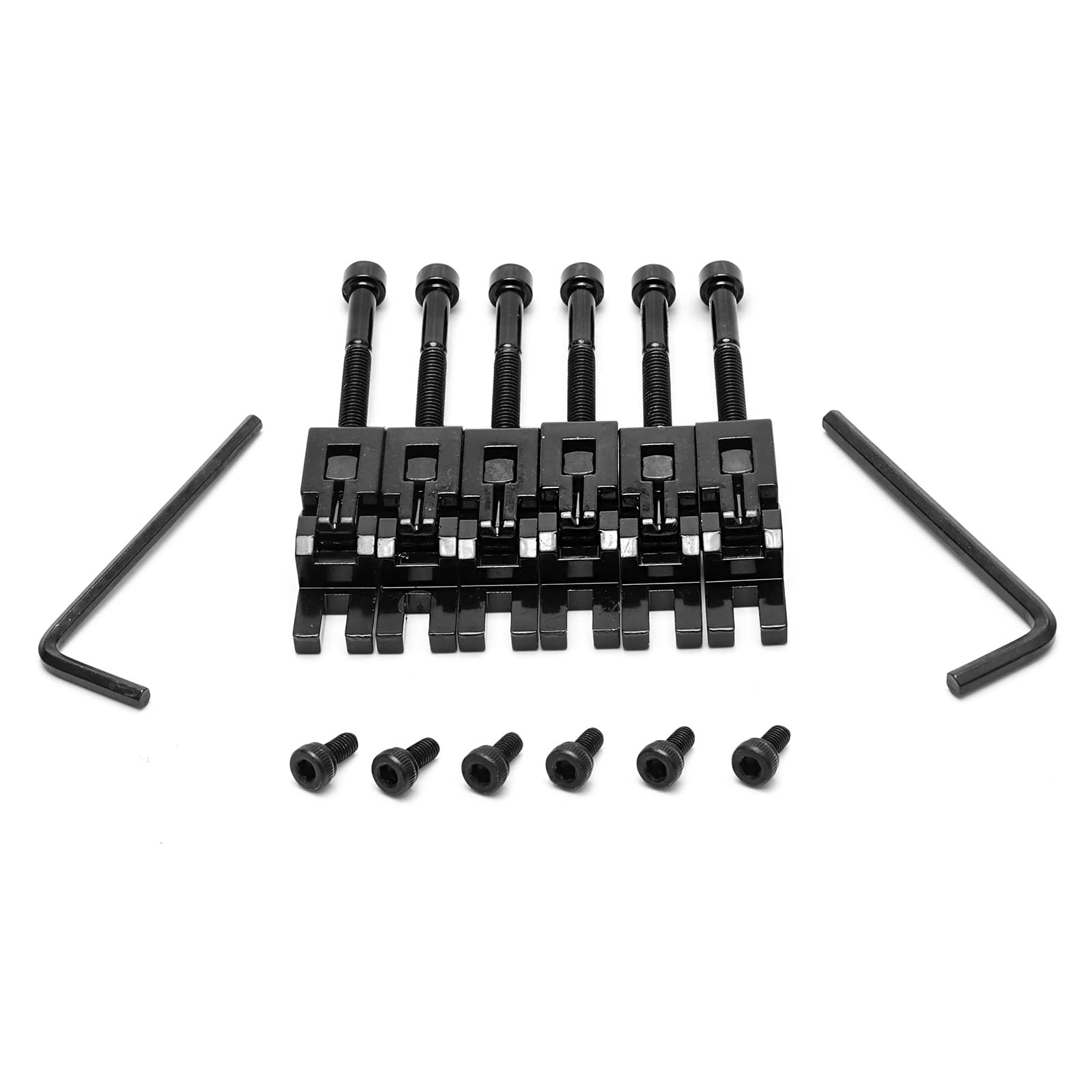 Swhmc 6 Pcs/Set Double Locking Guitar String Saddles For Floyd Rose Guitar Tremolo Bridge With Saddle Blocks And Screws (Black)