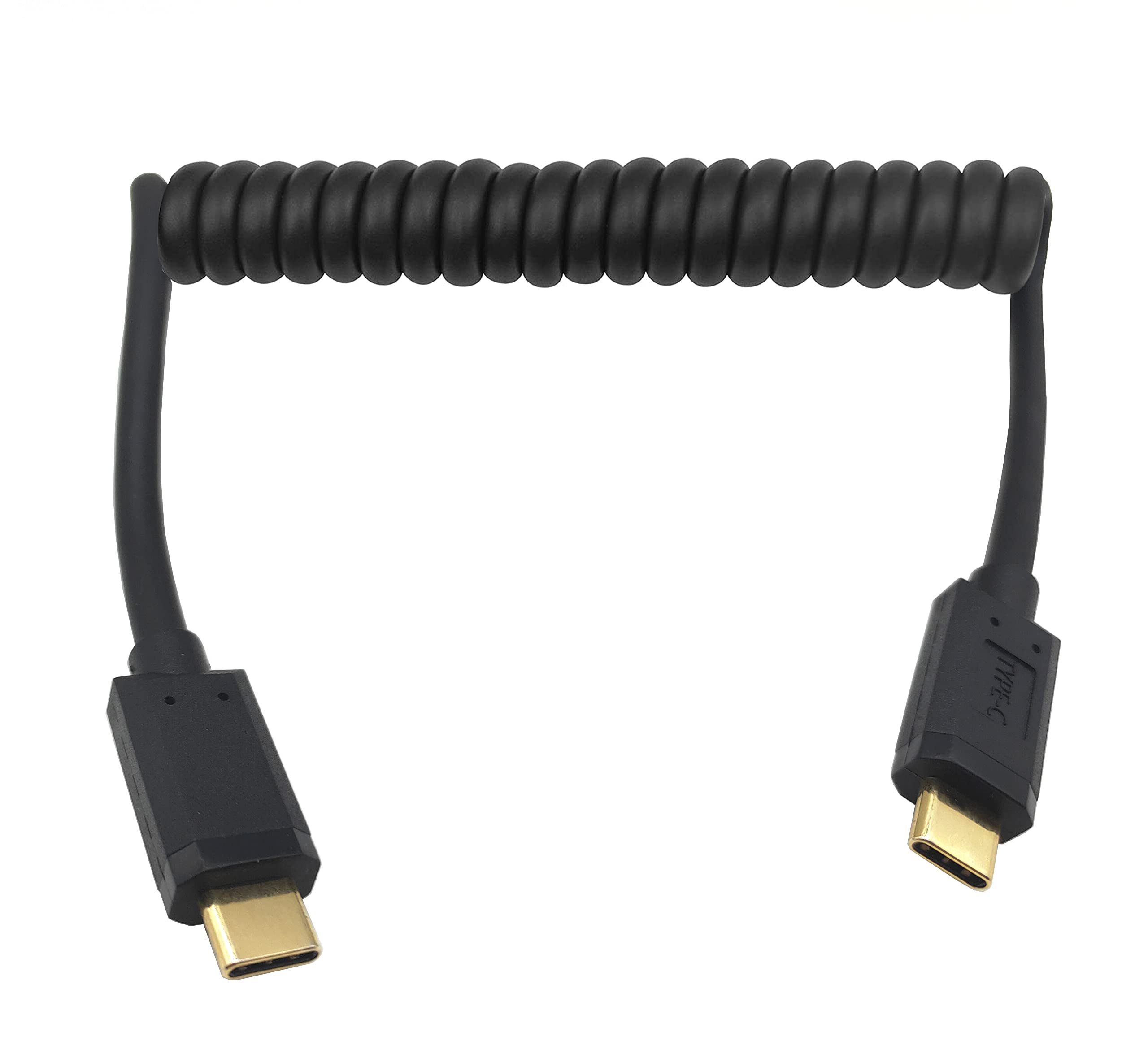 Qaoquda Coiled Usb 3.1 Type C Cable, Usb Type C (Usb C) Male To Male Coiled Spring Spiral Cable, 3A 10Gbps Fast Charging, Data E