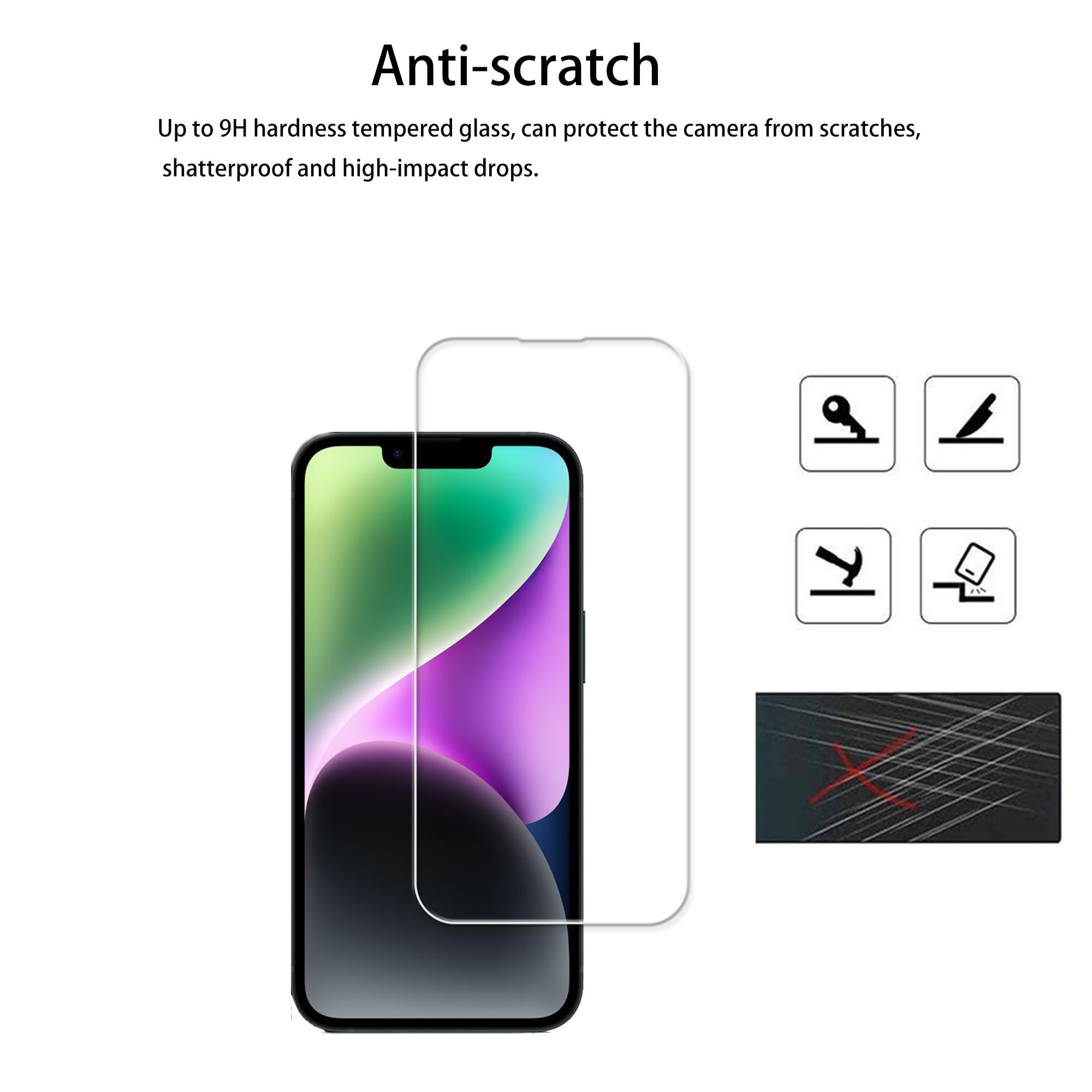 Hkkais Easy Alignment Frame Designed For Iphone14 Plus Tempered Glass Screen Protector Film 3 Pack